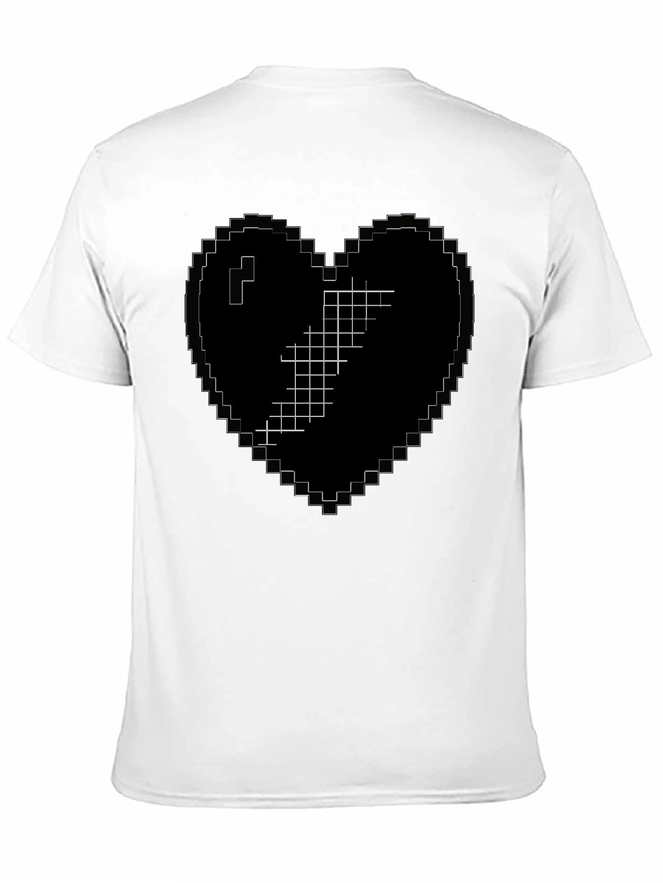 Black Pixelated Heart Broken Graphic T-Shirt view 11