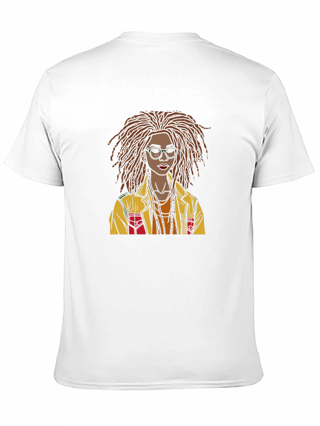 Black Stylish Graphic T-Shirt - Woman with Dreadlocks Art view 11