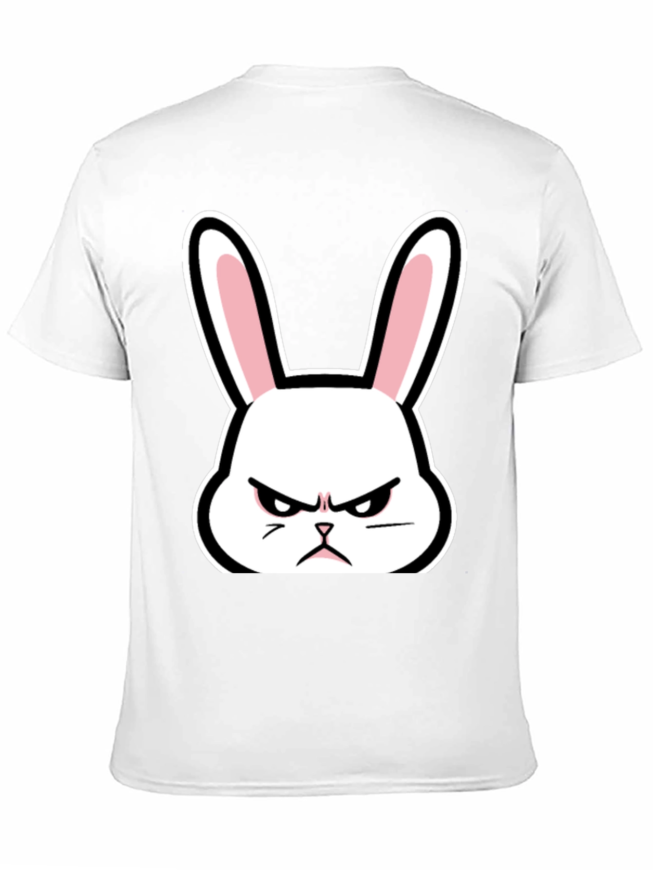 Black Grumpy Bunny T-Shirt - Black Cotton Angry Rabbit Tee view 11