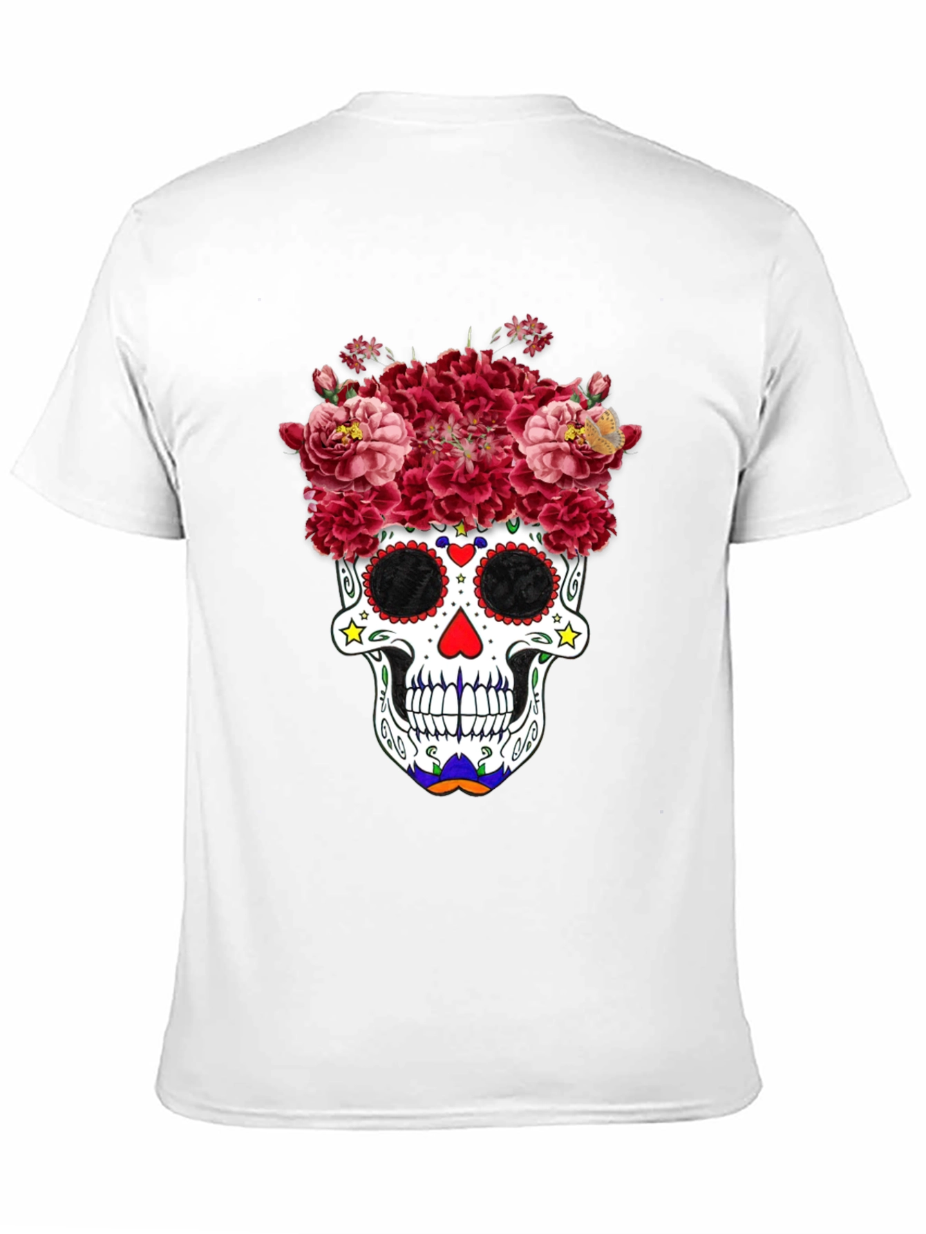 Black Floral Sugar Skull Graphic Tee - Day of the Dead view 11
