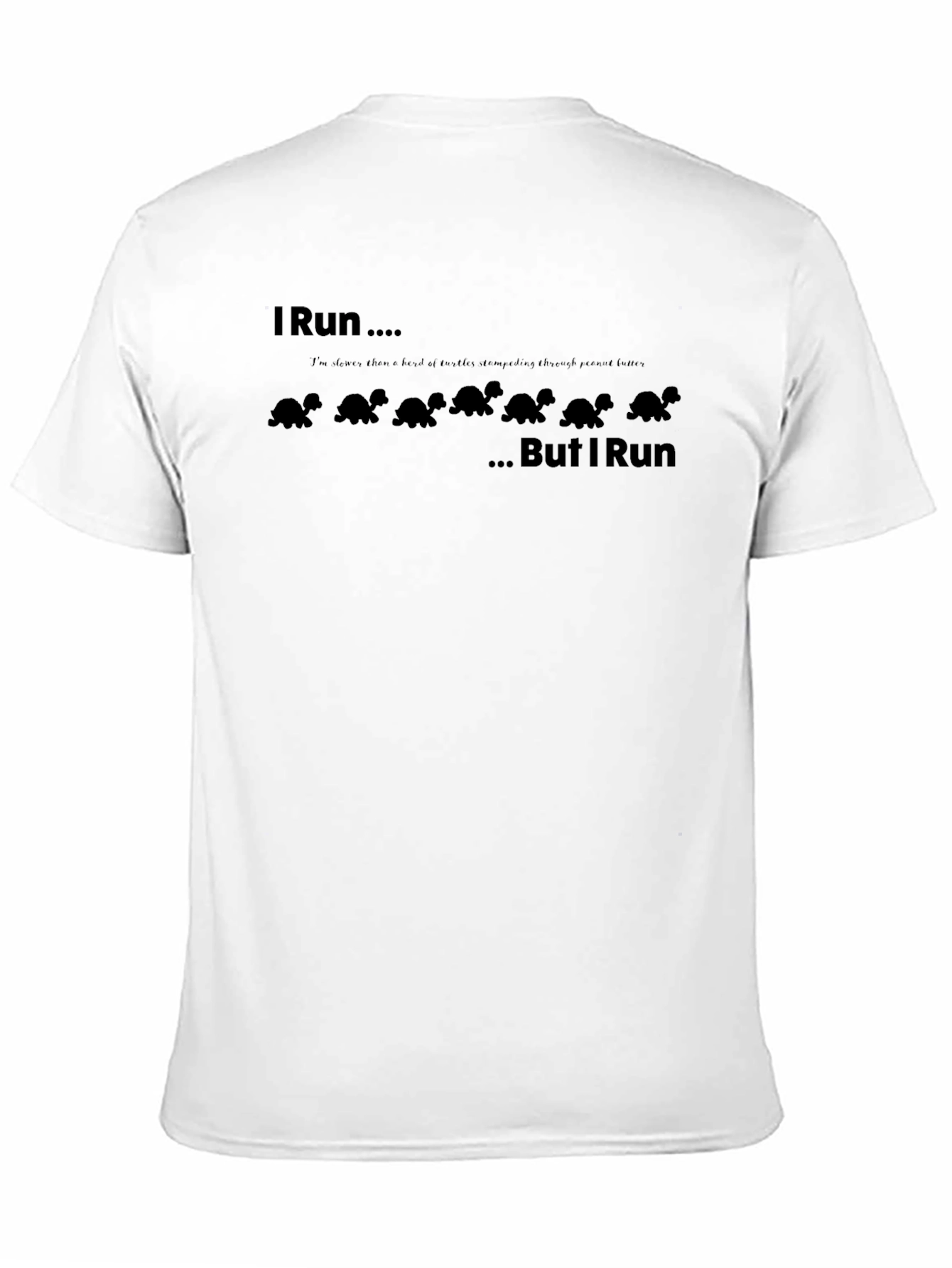 Black I Run Like Turtles Men's Black T-Shirt view 11