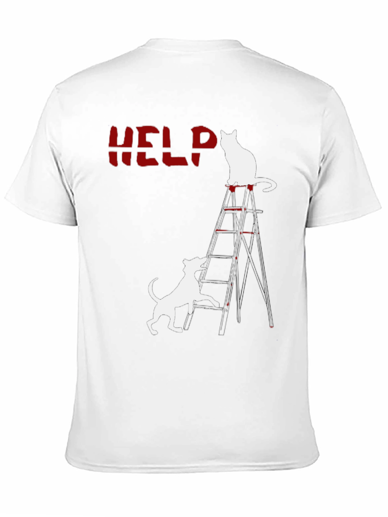 Black Funny Cat & Dog HELP T-Shirt  view 11