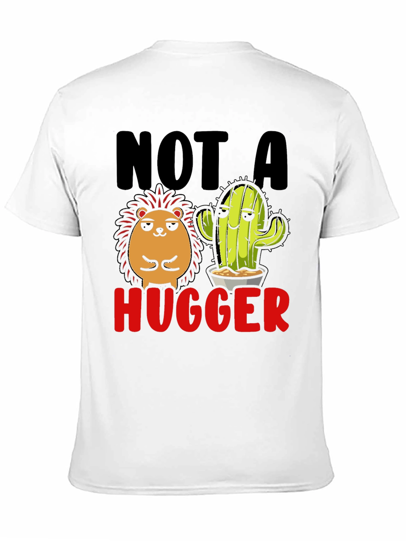 Black Not a Hugger T-Shirt Funny Cactus Hedgehog view 11