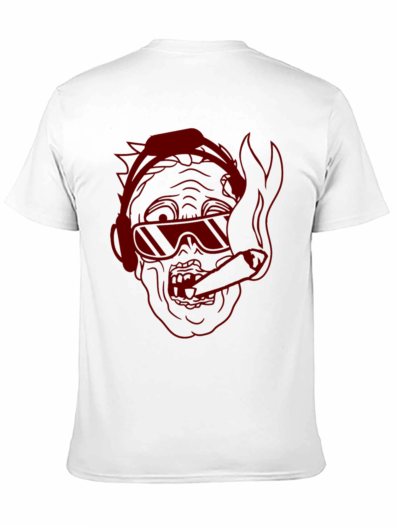 Black Skull with Headphones & Cigar Graphic Tee view 11