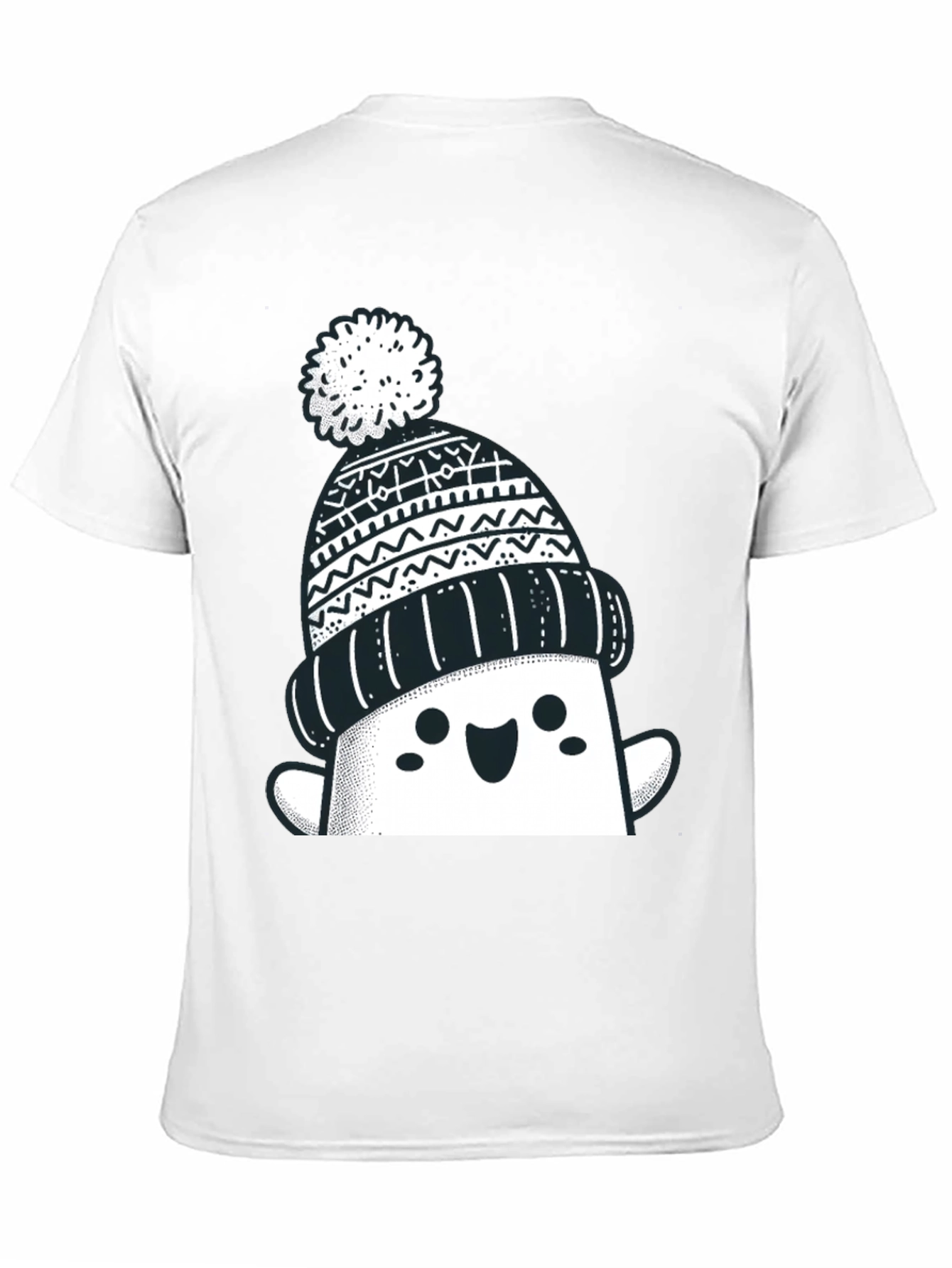 Black Festive Graphic Tee - Winter Hat Design view 11