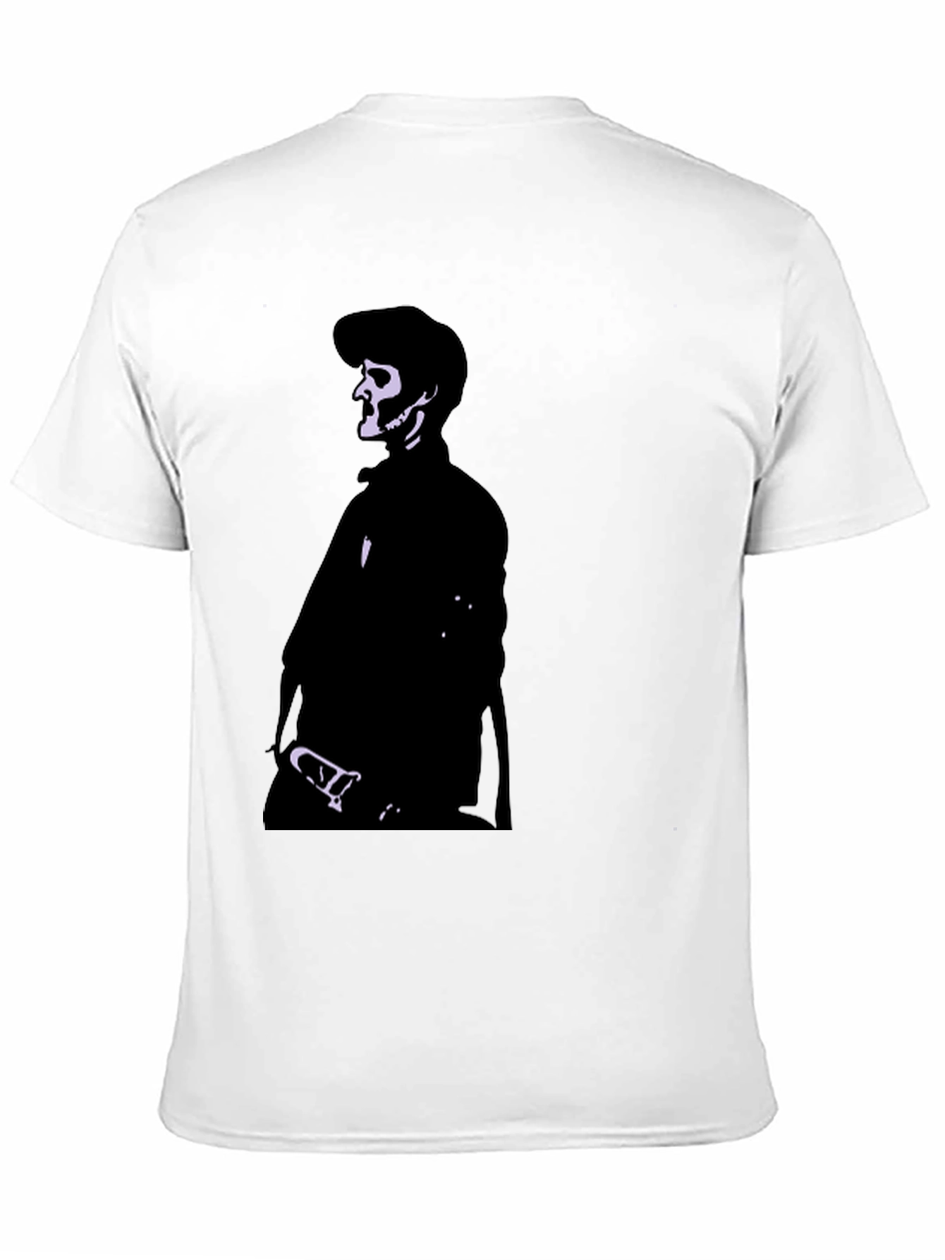 Black Men's Black T-Shirt with Skull Illustration view 11