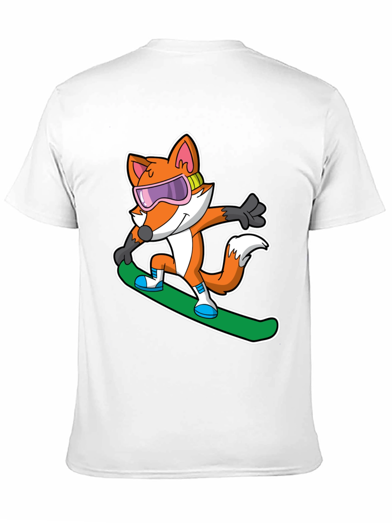 Black Fox Snowboarder T-Shirt - Cool Cartoon Animal Tee view 11