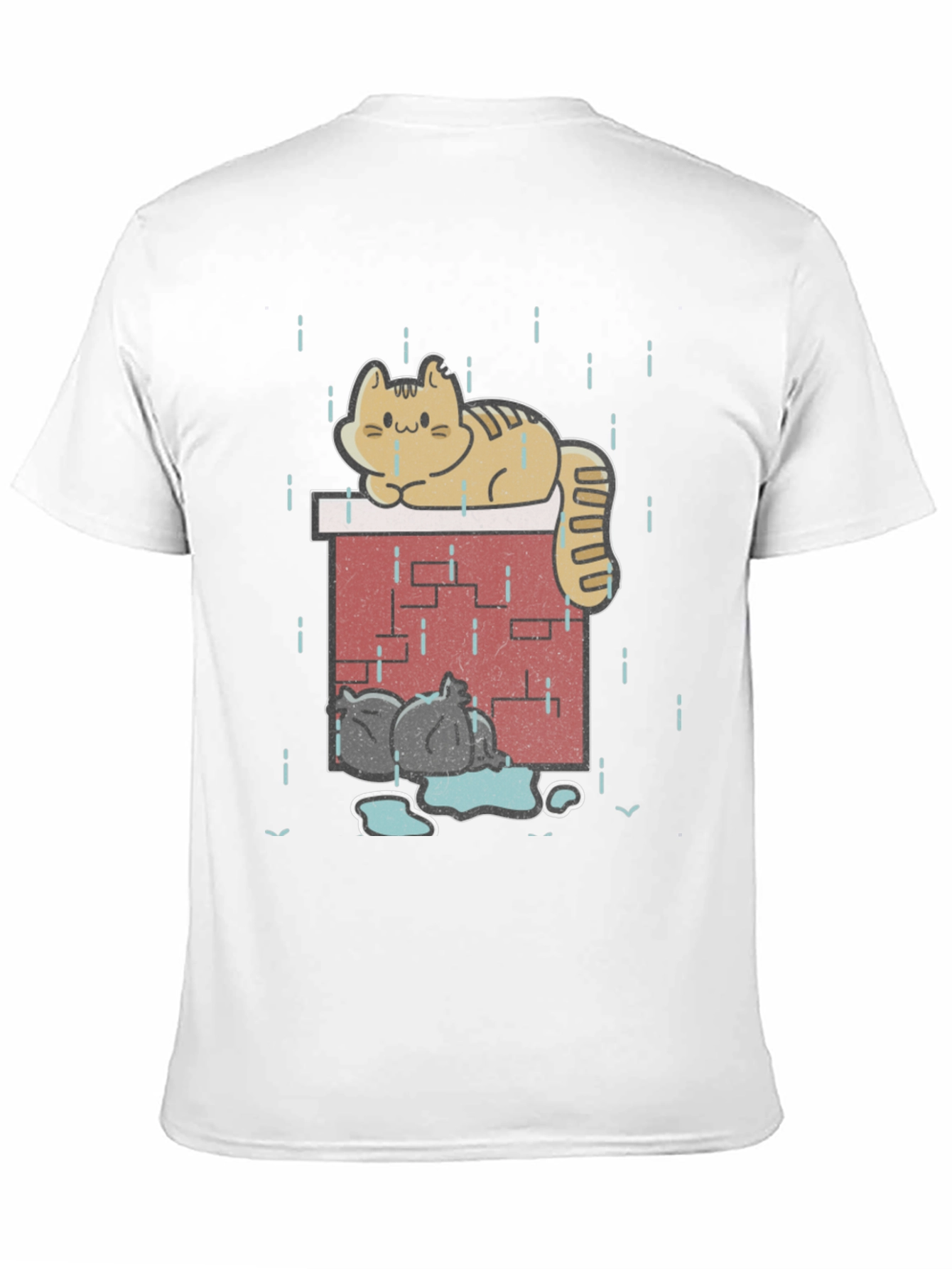 Black Cute Cat In Rain Graphic T-Shirt view 11