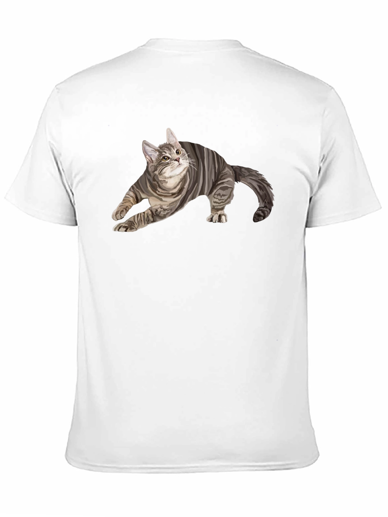 Black Men's Black T-Shirt with Cat Graphic view 11