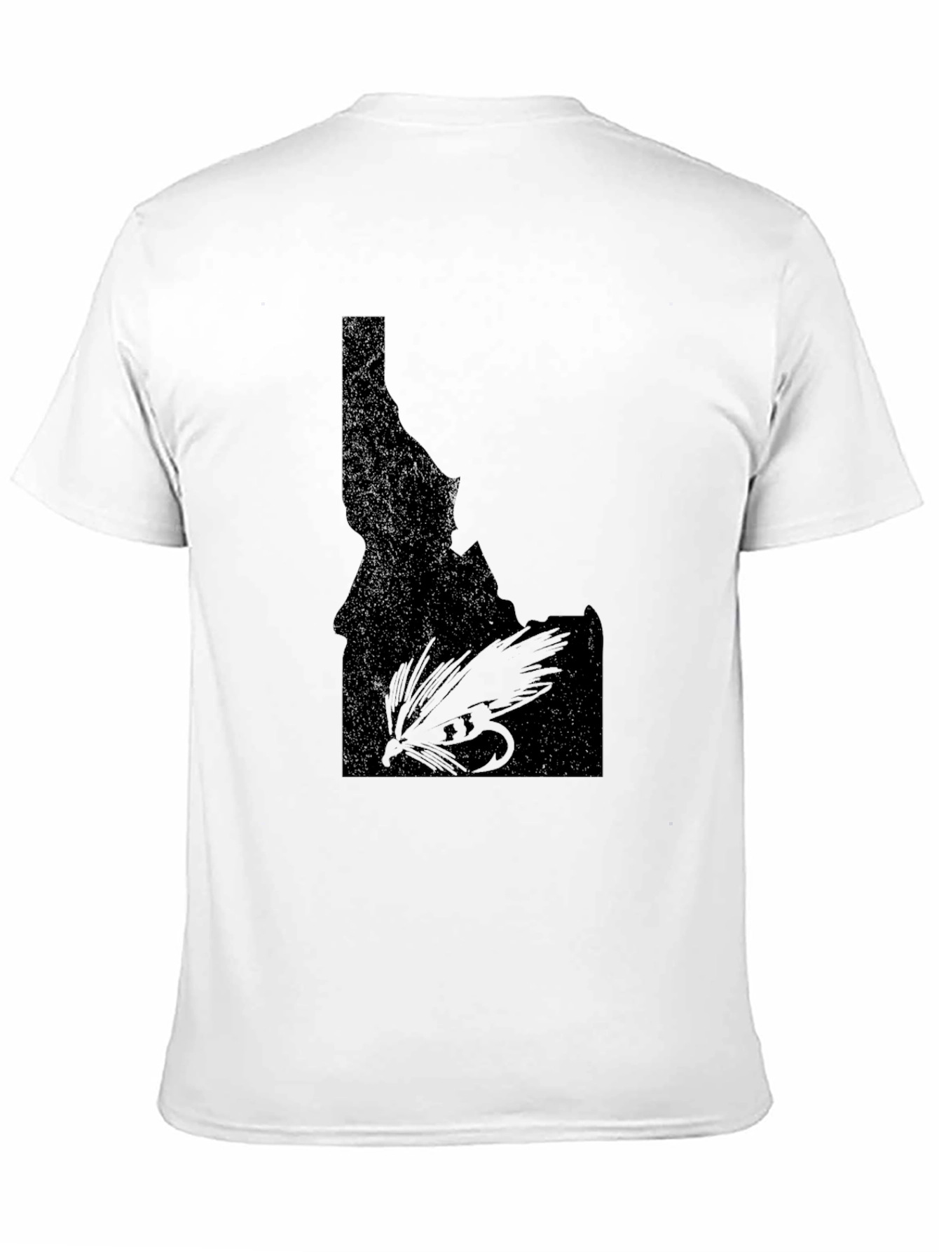 Black Idaho Fly Fishing T-Shirt - Black State Outline Tee view 11