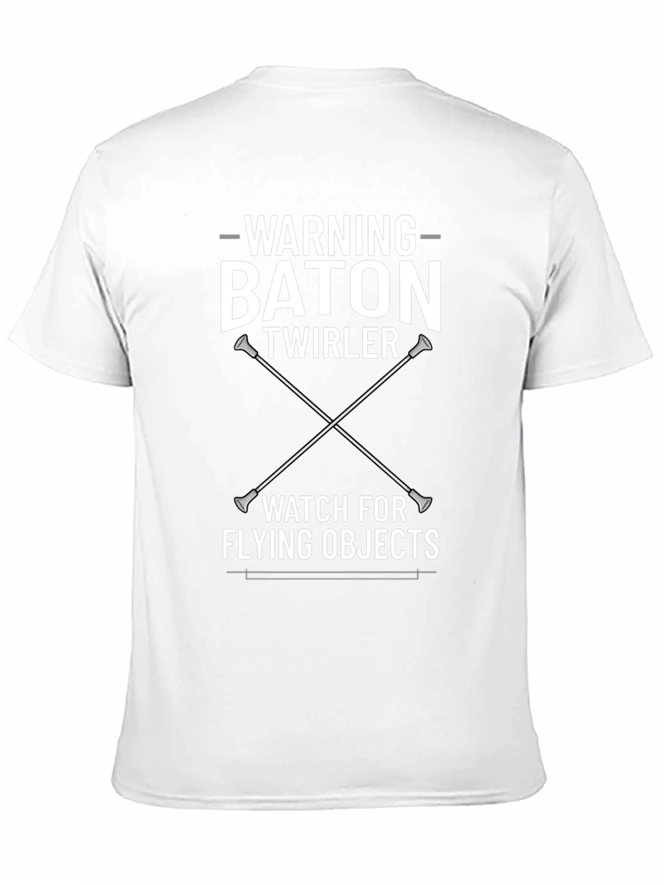 Black Warning Baton Twirler T-Shirt - Watch for Flying Objects view 11