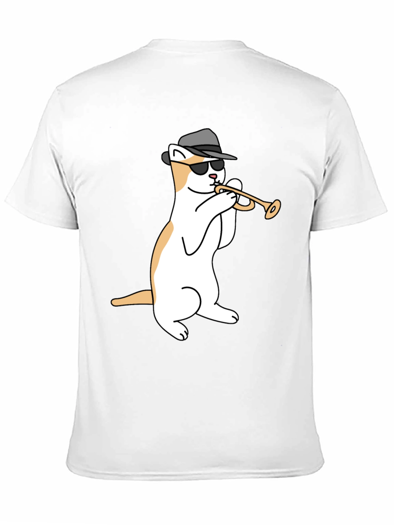 Black Cool Cat Trumpet Black T-Shirt view 11