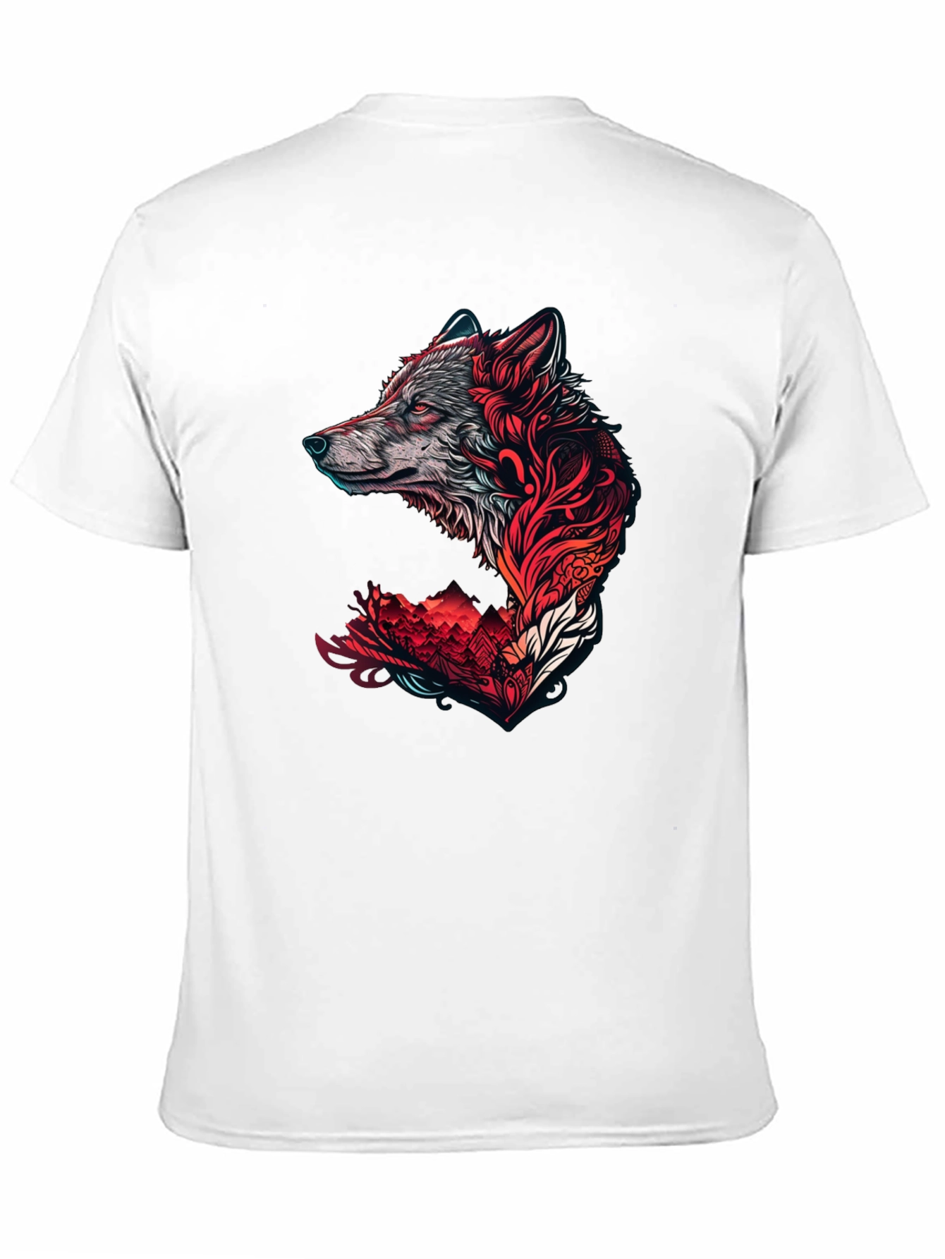 Black Wolf Graphic Print Crew Neck Tee - Black view 11
