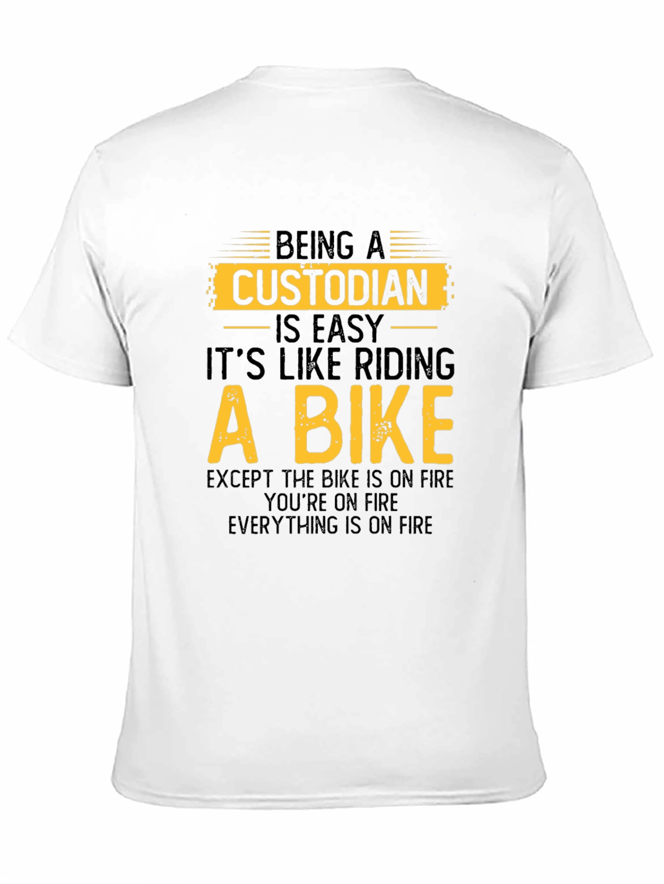 Black Custodian 'Bike on Fire' Black T-Shirt view 11