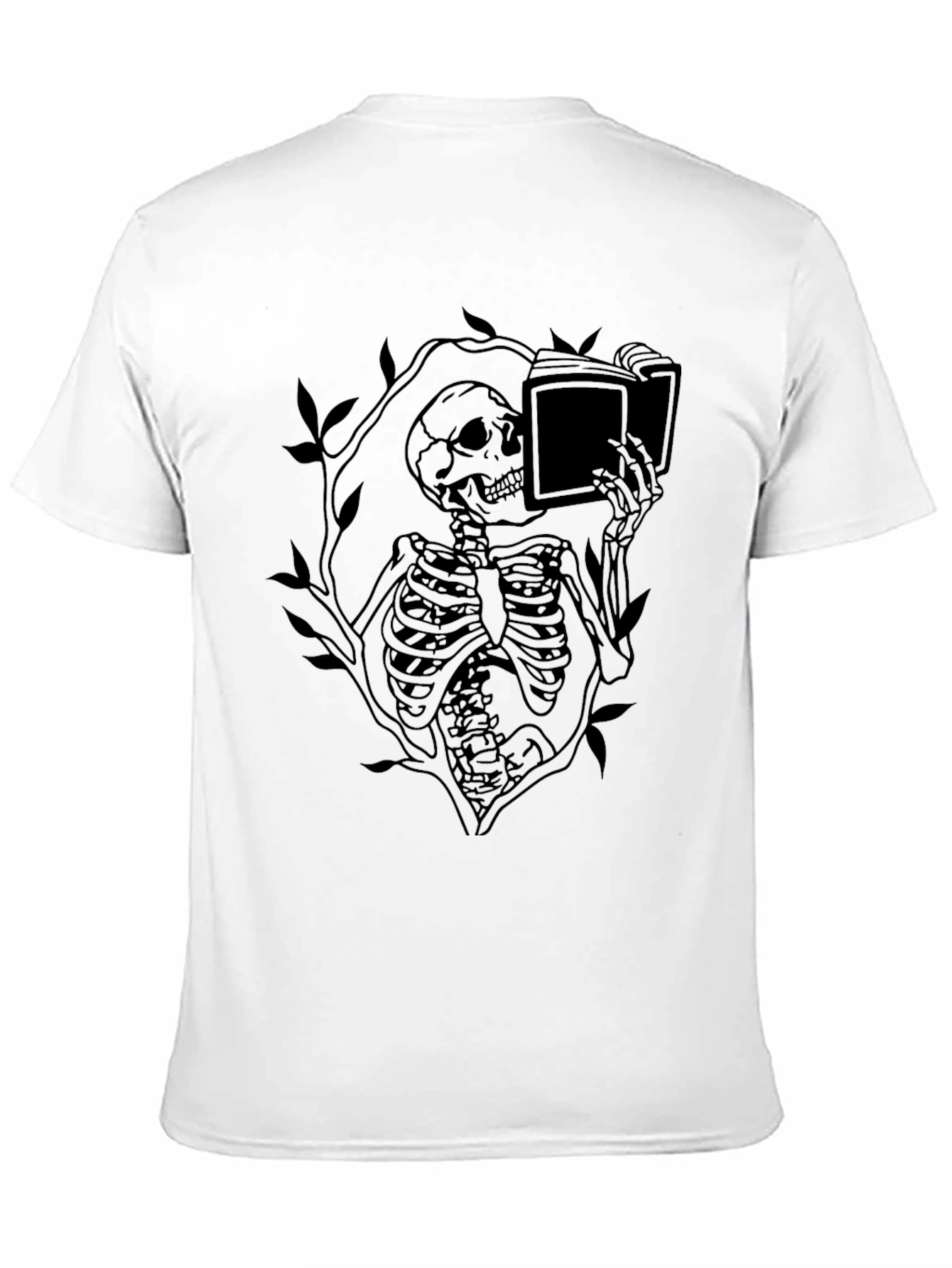 Black Skeleton Reading Book Graphic Tee - Black view 11