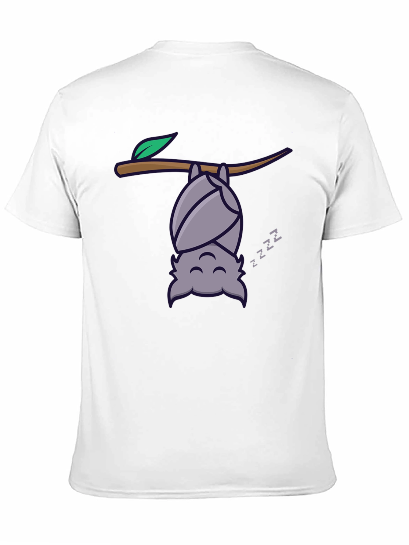 Black Cute Bat Sleeping T-Shirt - Funny Cartoon Tee view 11