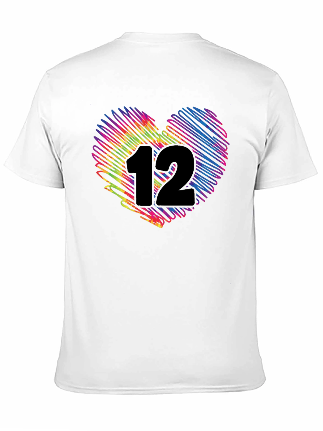 Black Colorful Scribble Heart Number 12 T-Shirt view 11