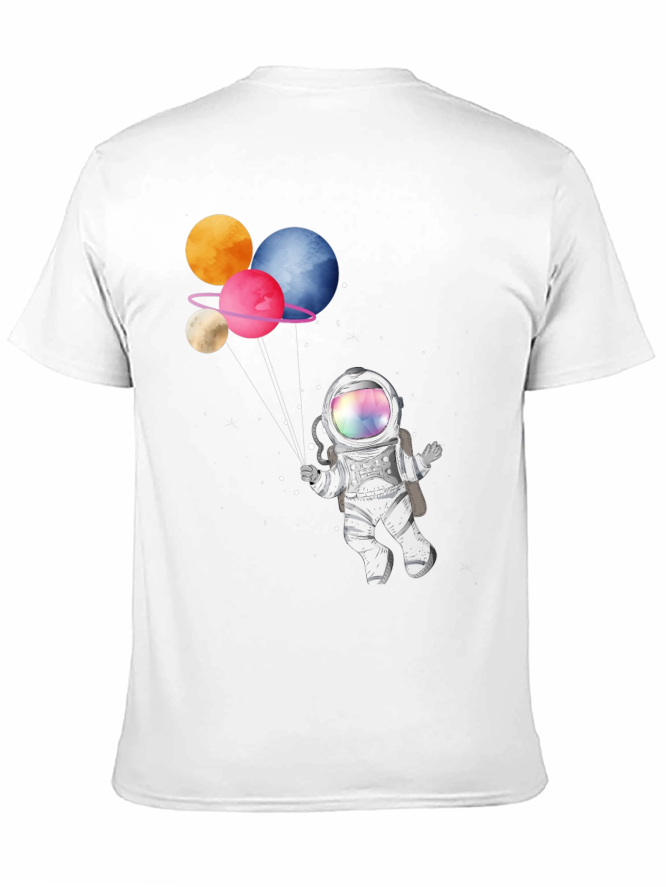 Black Astronaut with Planet Balloons Graphic T-Shirt view 11