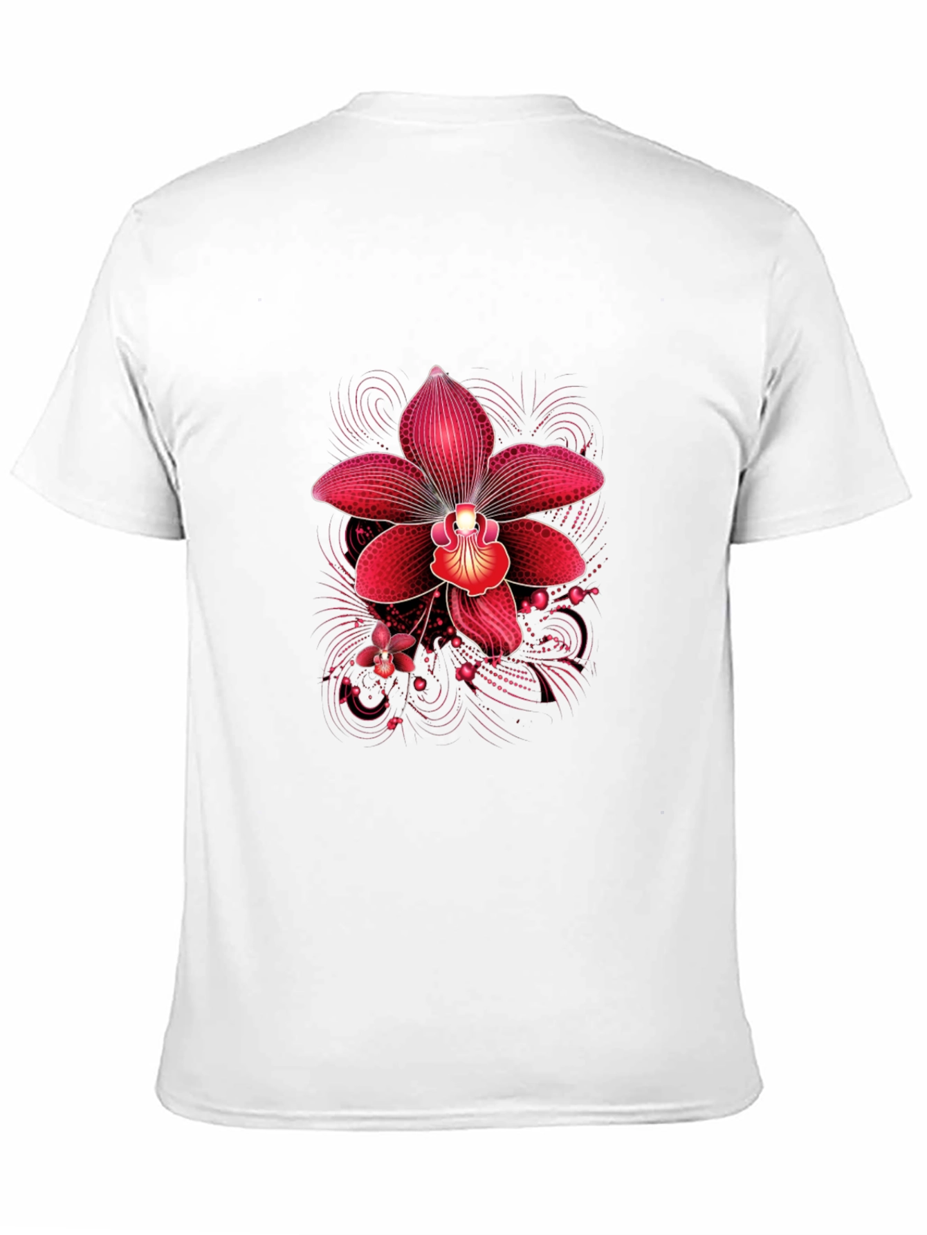 Black Red Orchid Graphic Print Black T-Shirt view 11