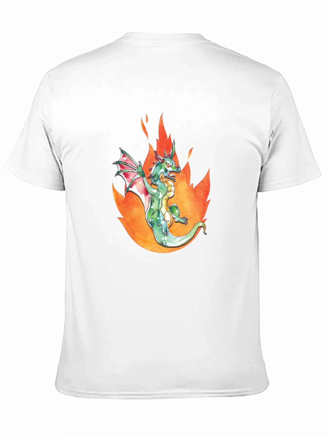 Black Dragon in Flames Graphic Tee - Black Cotton T-Shirt view 11