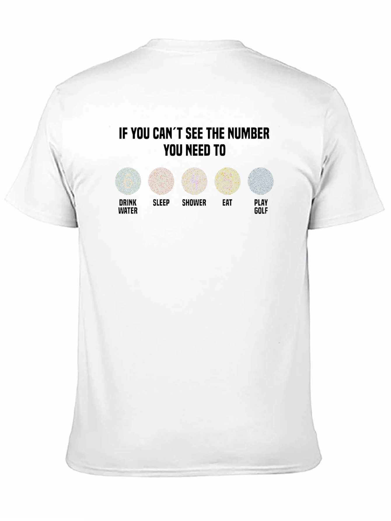 Black Color Blindness Humor T-Shirt - Golf Edition view 11