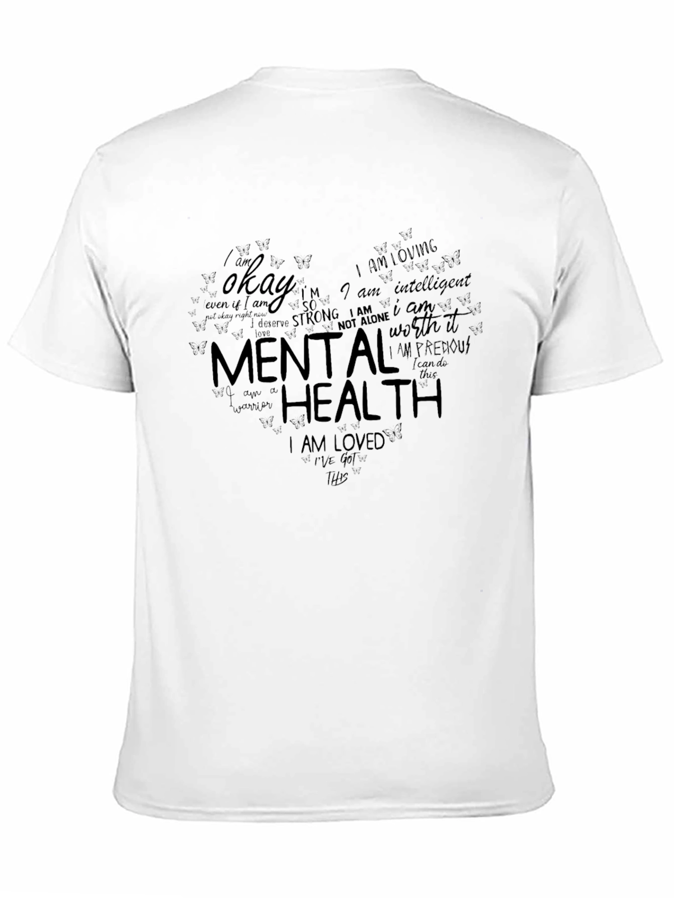 Black Mental Health Heart T-Shirt - Positive Affirmations Tee view 11