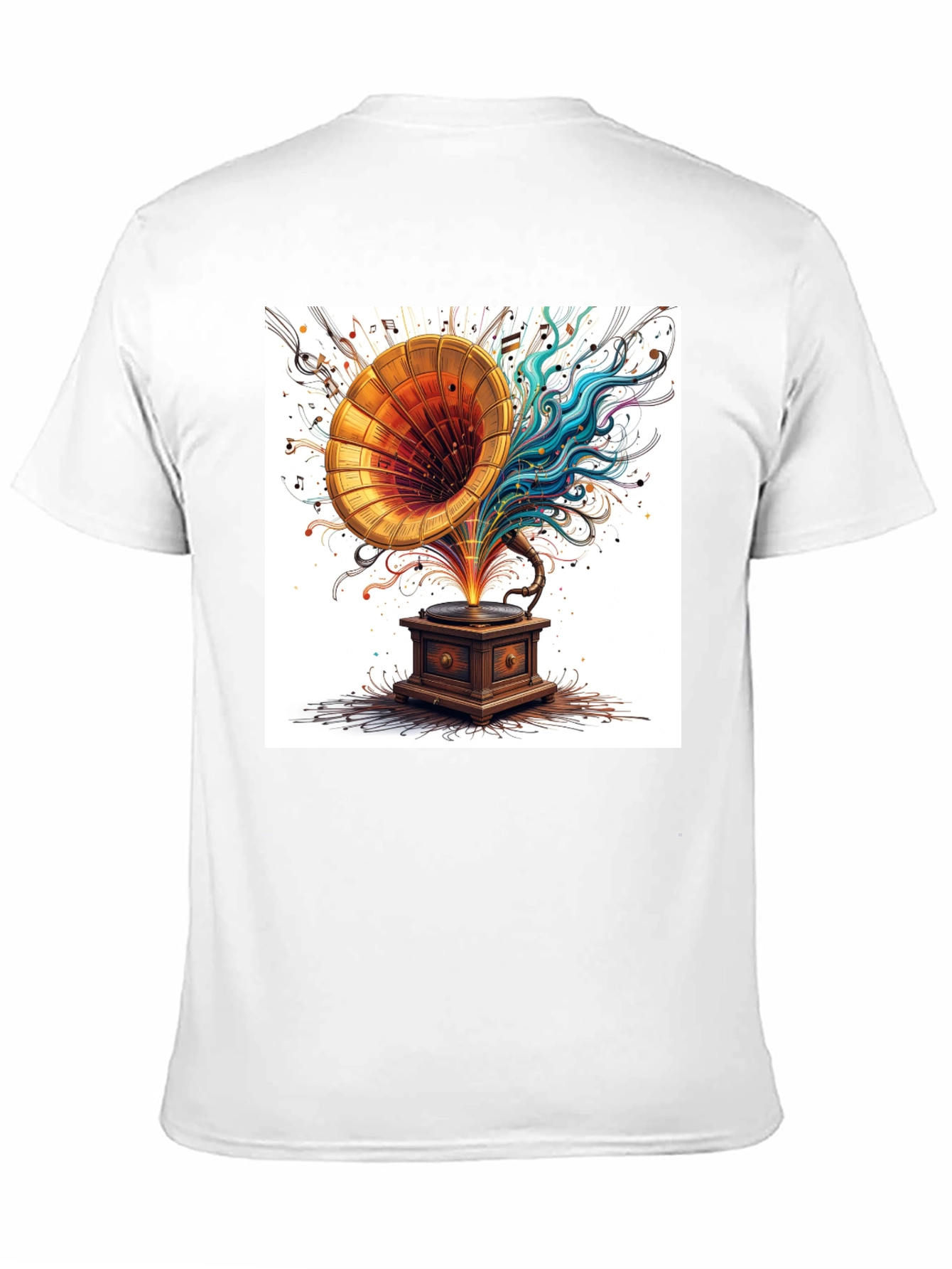 Black Vintage Phonograph Music T-Shirt view 11