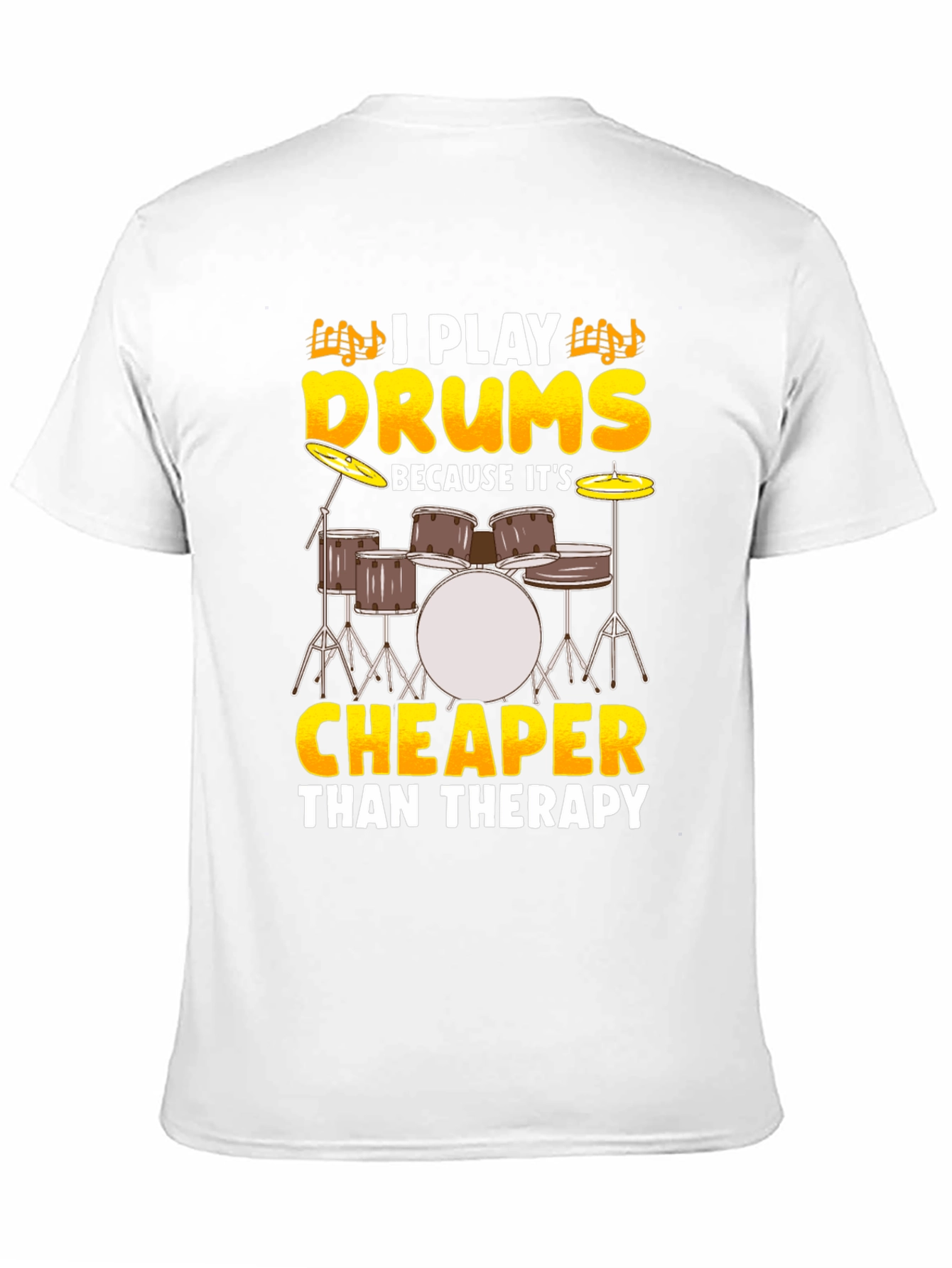 Black Drummer T-Shirt - I Play Drums Because It's Cheaper Than Therapy view 11