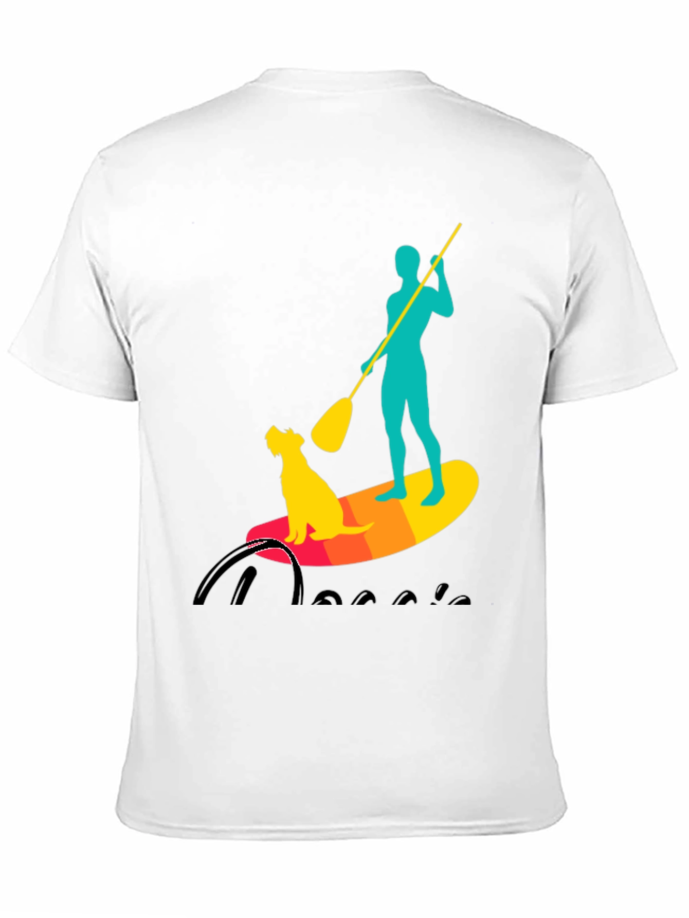 Black Paddle Board Dog T-Shirt - Cool Watersports Tee view 11