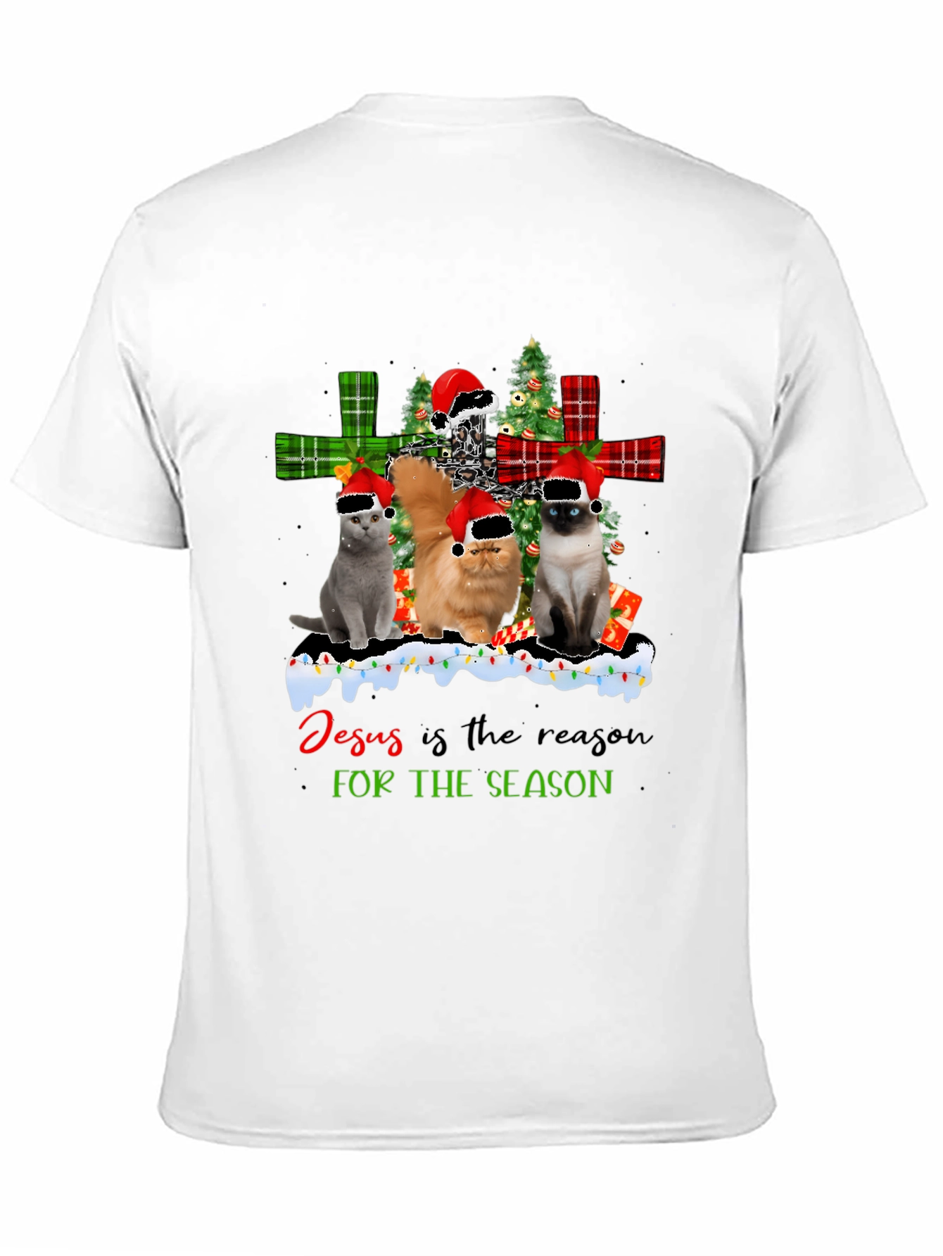 Black Cats Christmas T-Shirt - Jesus is the Reason view 11