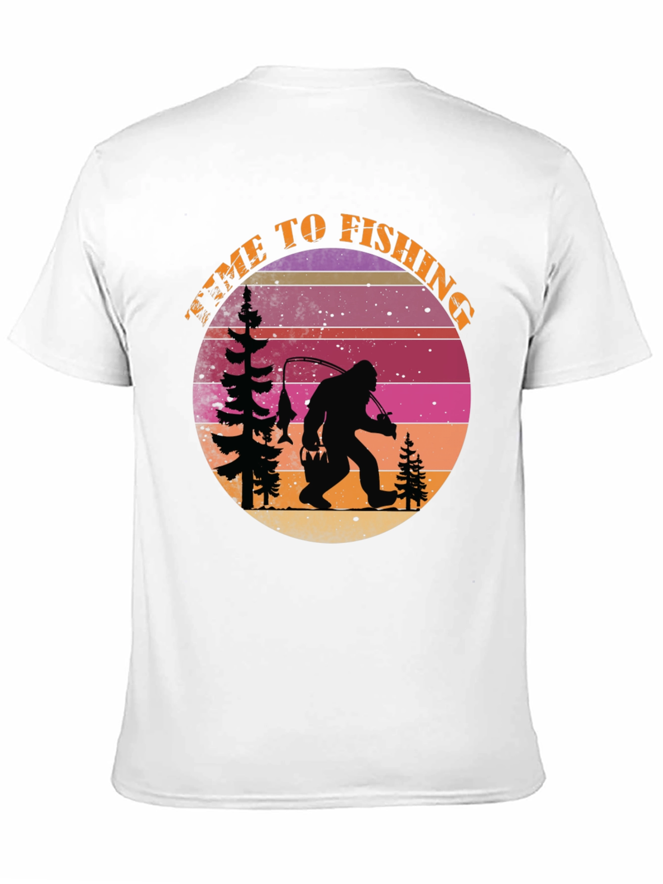 Black Time To Fishing Bigfoot T-Shirt view 11