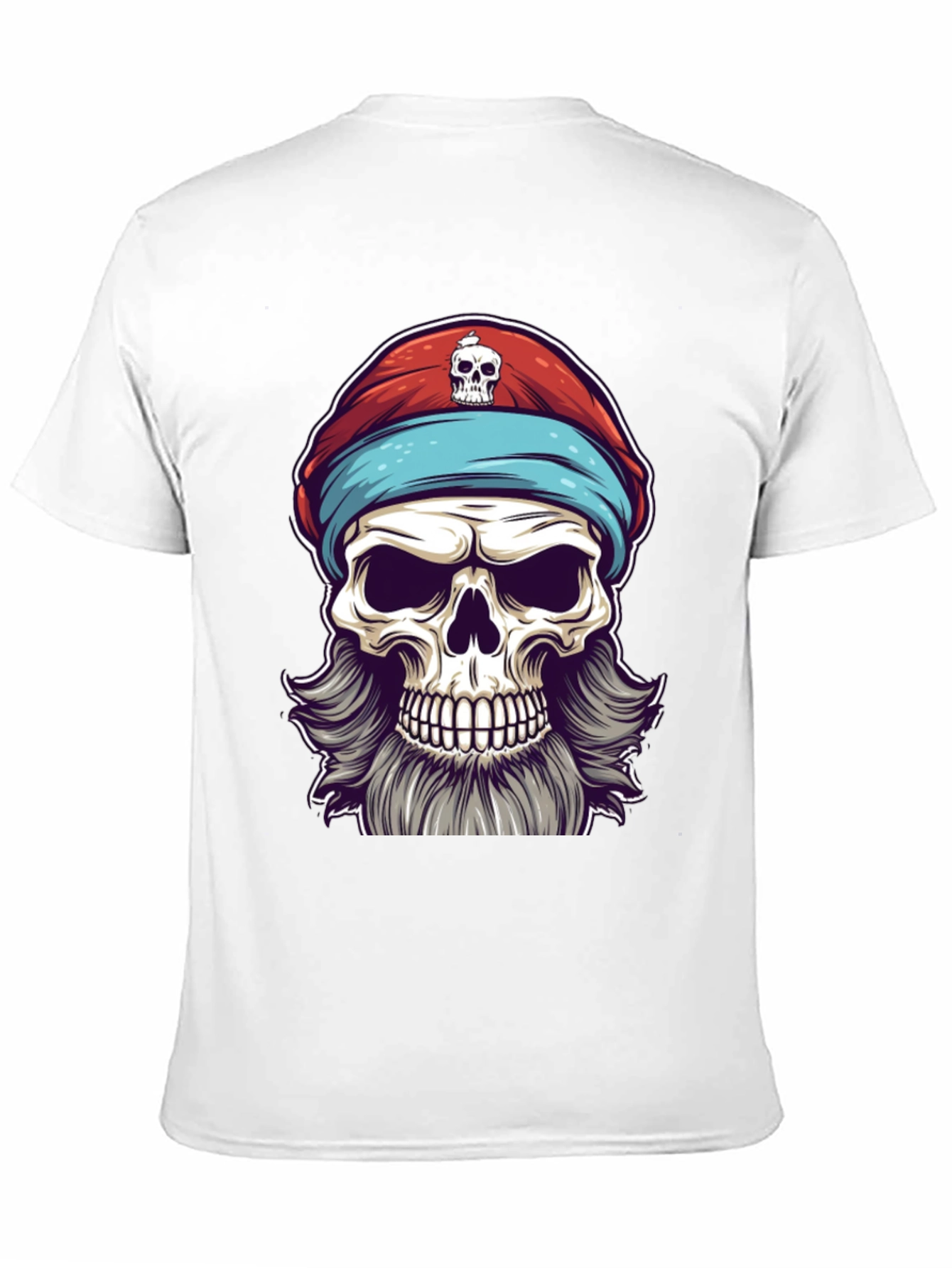 Black Skull Pirate Graphic Tee - Black Cotton T-Shirt view 11