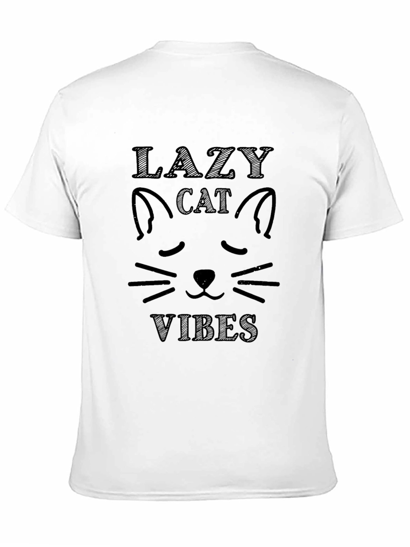 Black Lazy Cat Vibes T-Shirt - Relaxed Fit view 11