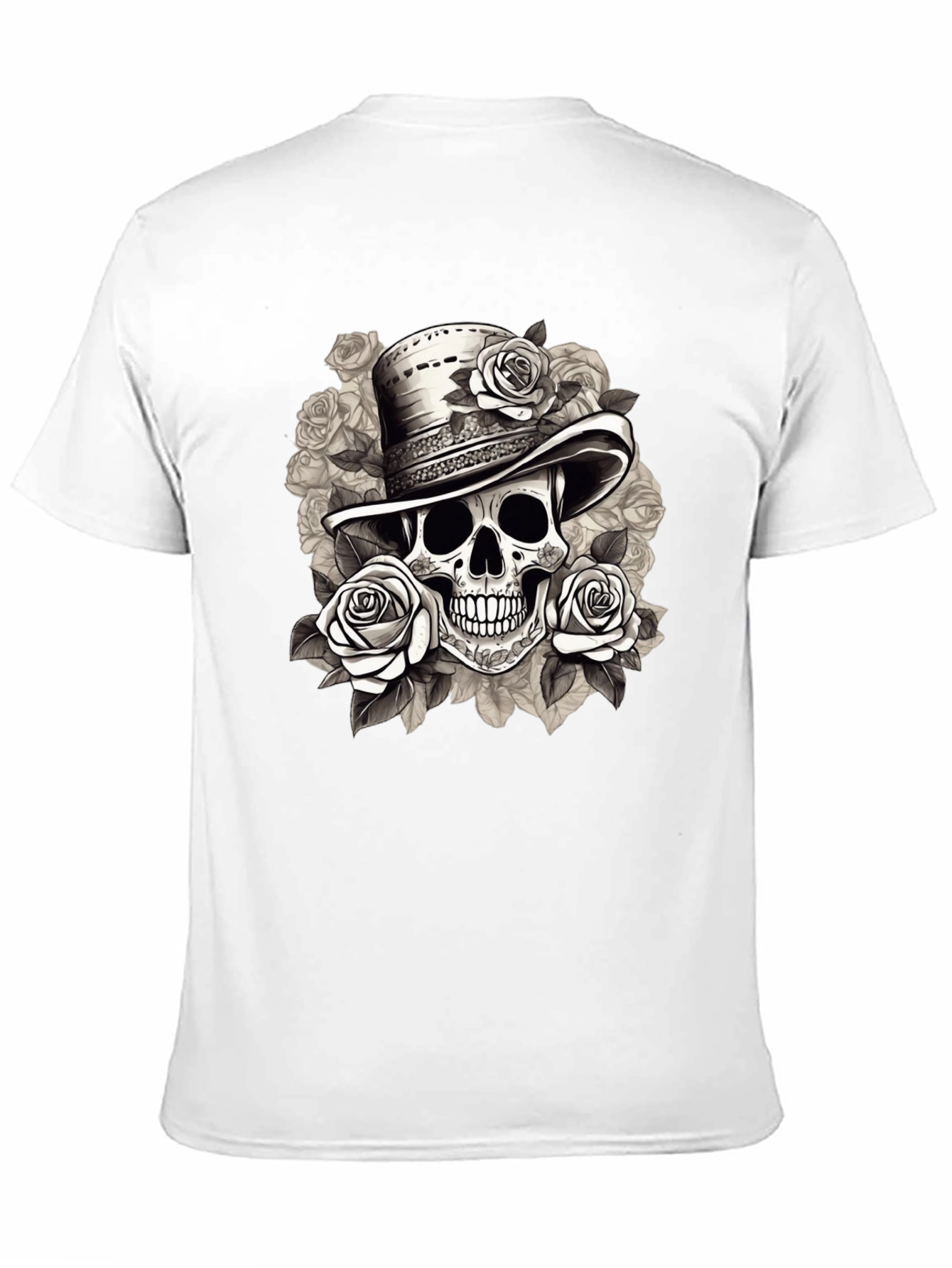 Black Skull & Roses Graphic Tee - Stylish Men's T-Shirt view 11