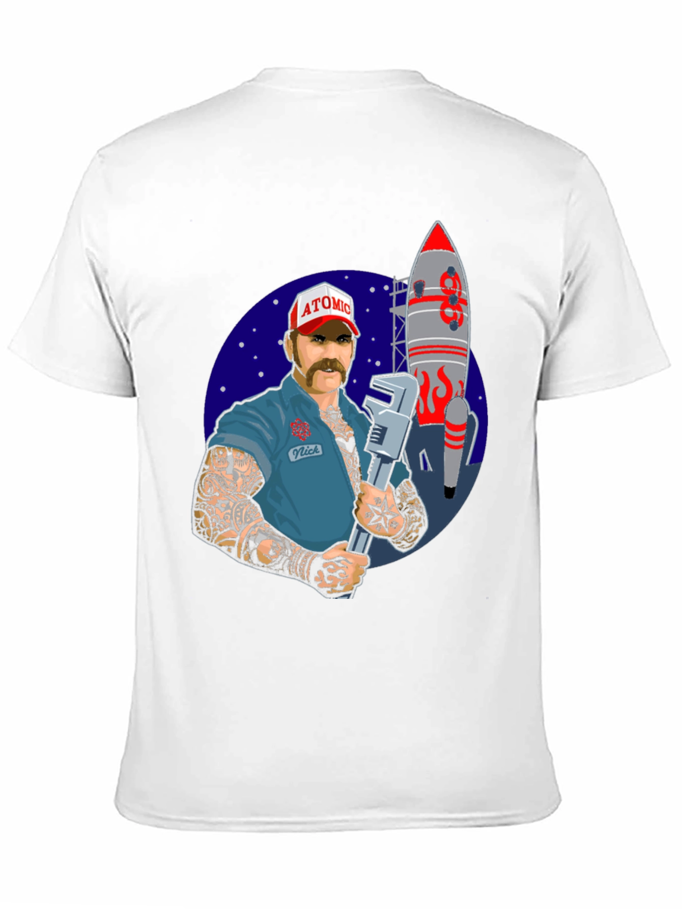 Black Atomic Mechanic Rocket T-Shirt view 11