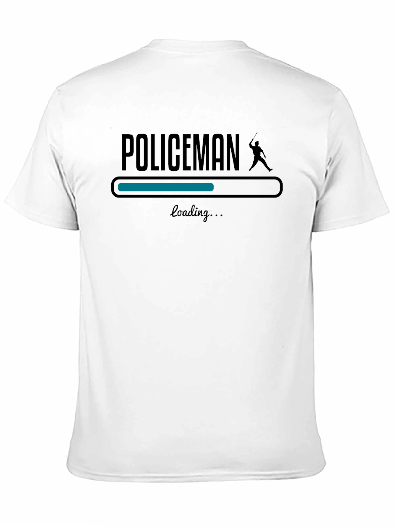 Black Policeman Loading Graphic Tee - Black Cotton T-Shirt view 11