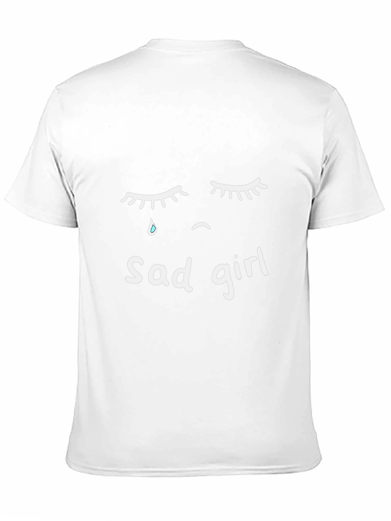 Black Sad Girl Graphic T-Shirt - Black Short Sleeve Tee view 11
