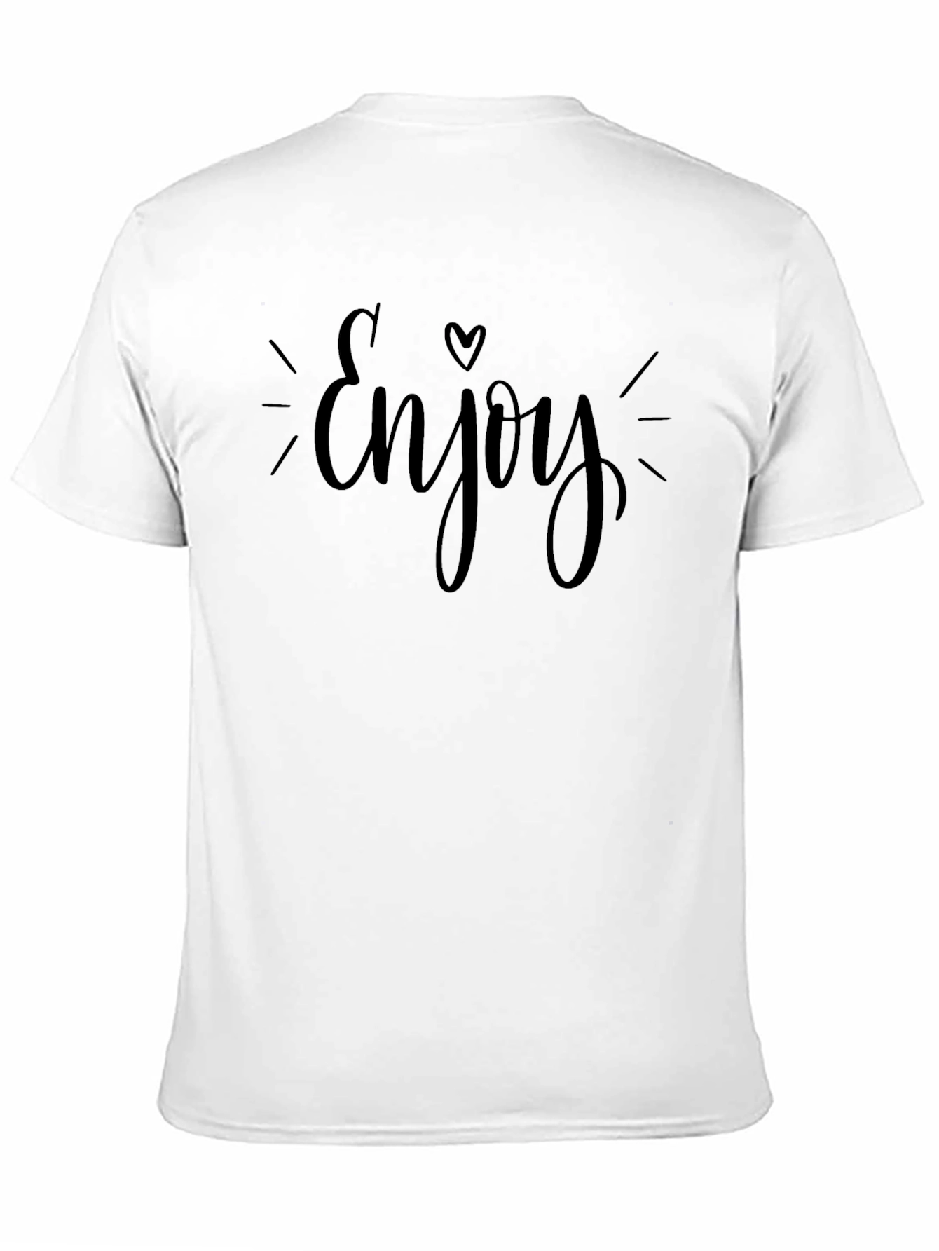 Black Enjoy Heart Graphic Tee - Modern Casual T-Shirt view 11