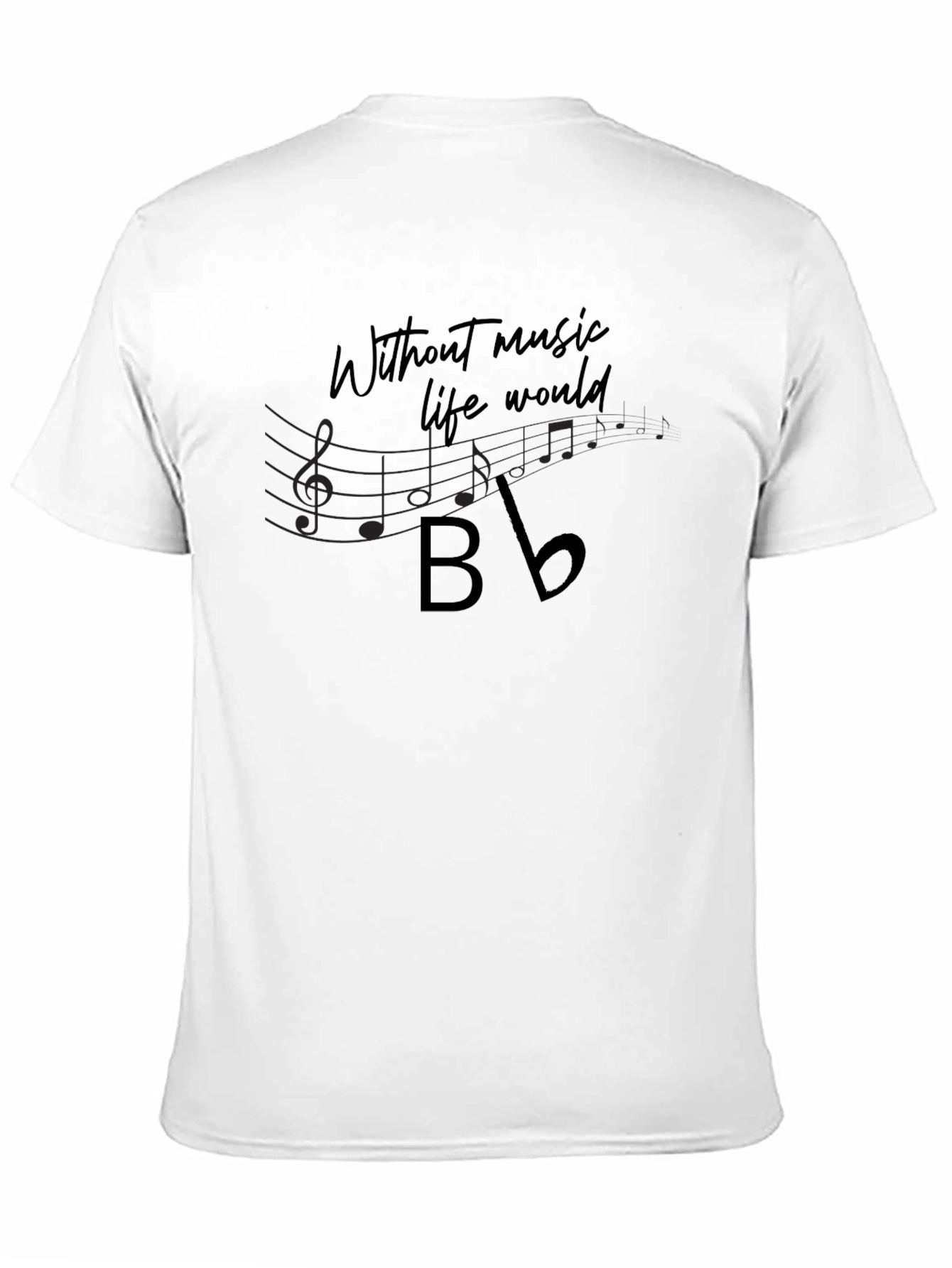 Black Music Lover's T-Shirt - Without Music Life Would B Flat view 11