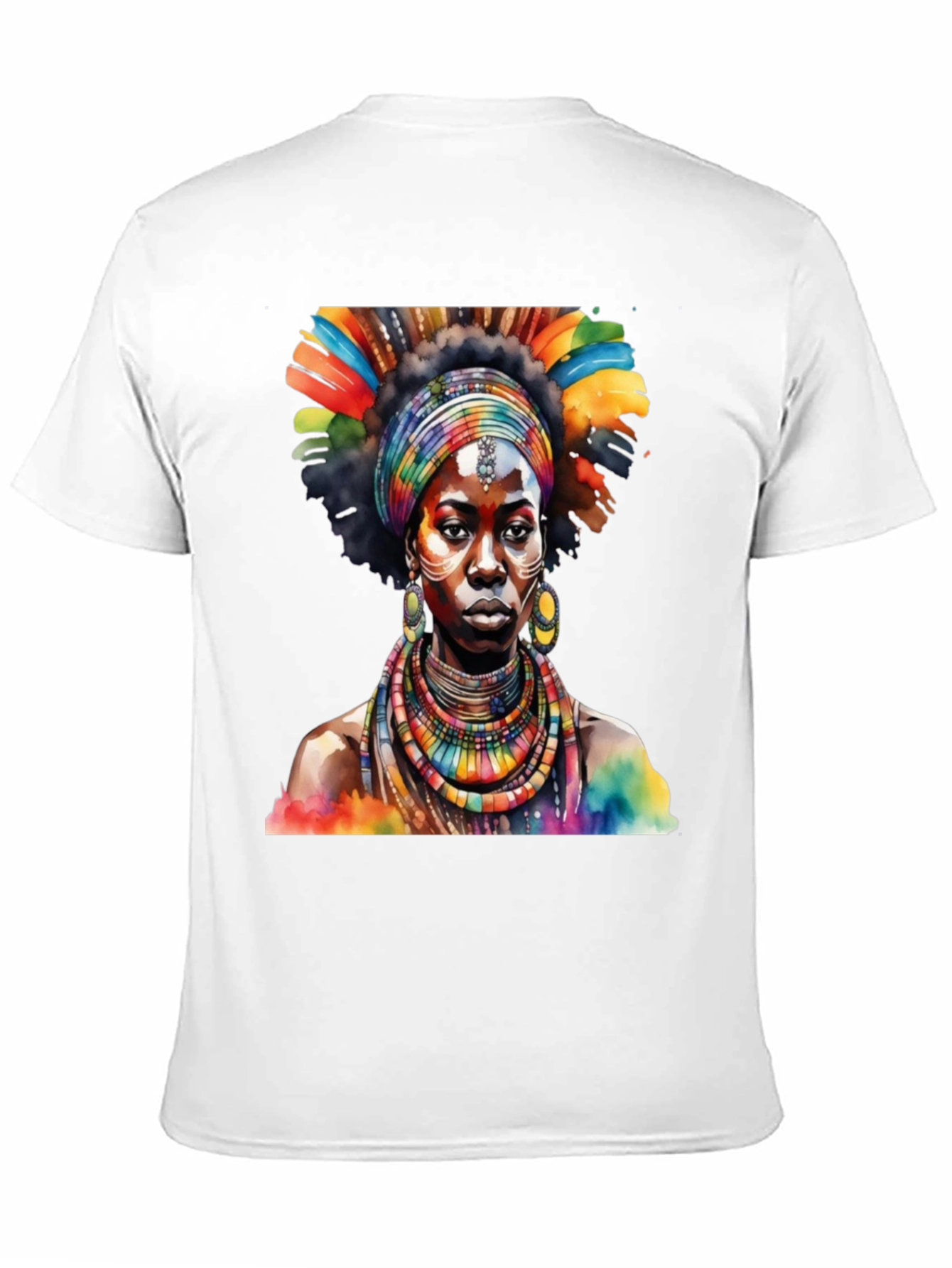 African Queen Watercolor Graphic Tee - Black - 11