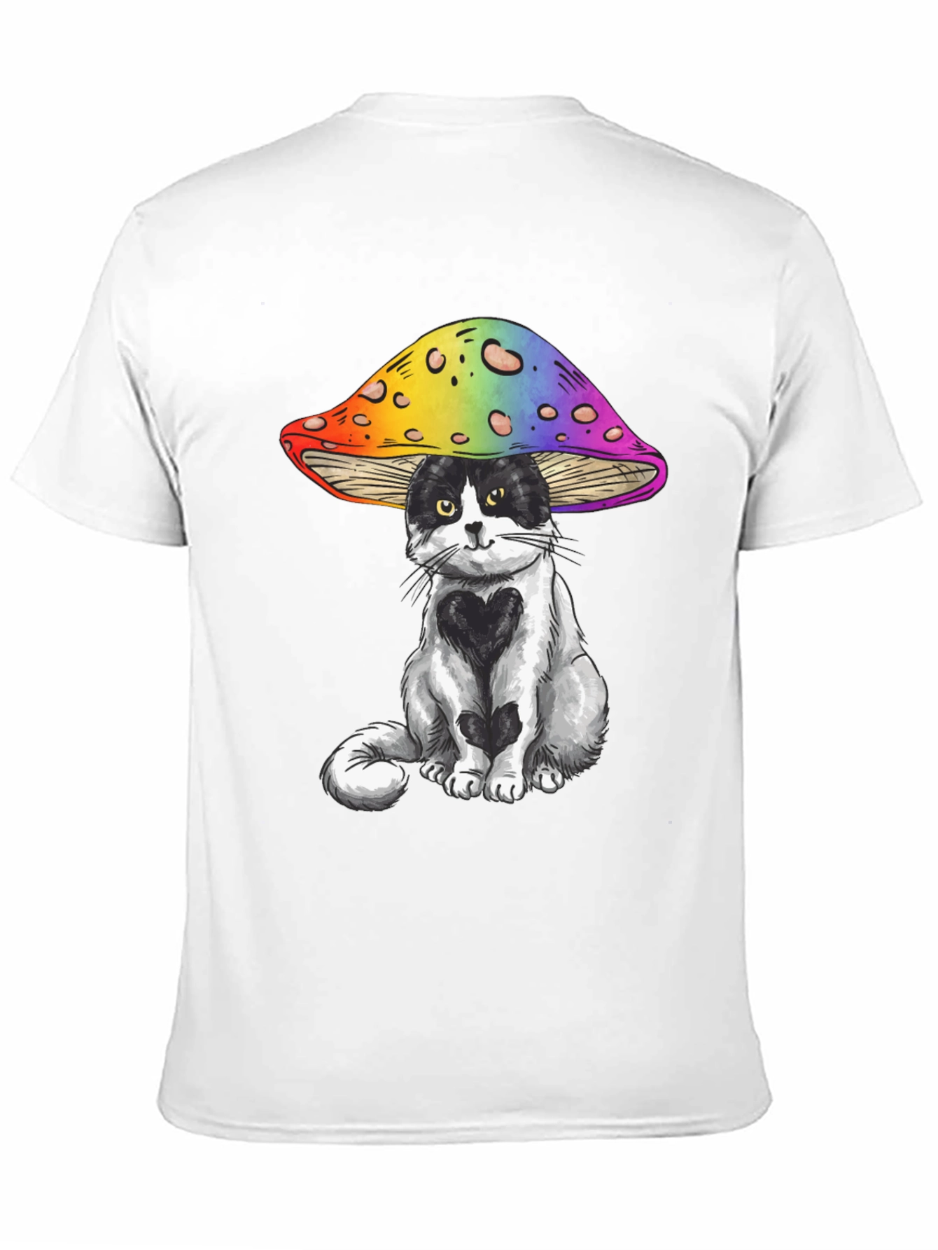 Black Cat Under Mushroom Graphic T-Shirt view 11