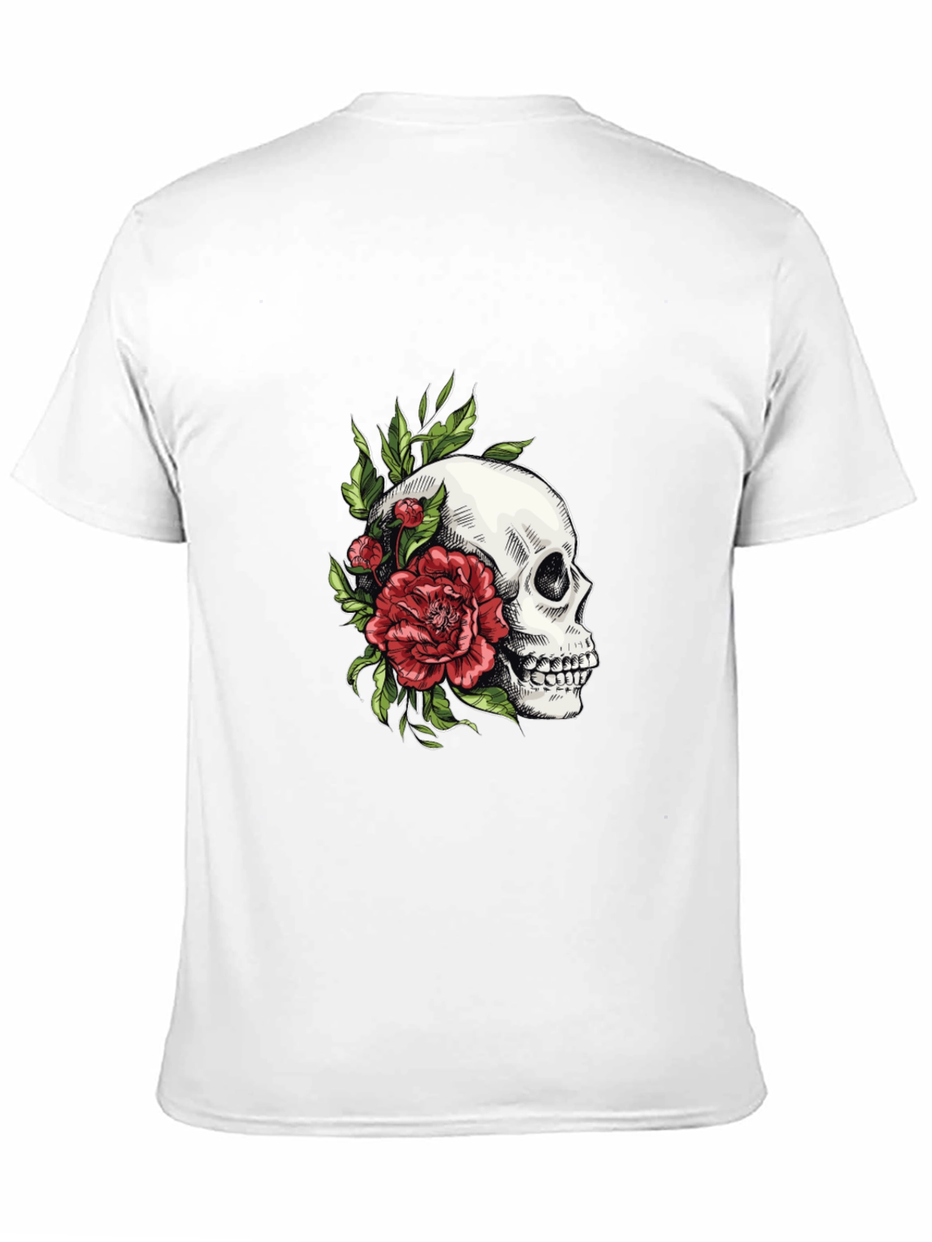 Black Skull & Rose Graphic T-Shirt - Edgy Style view 11