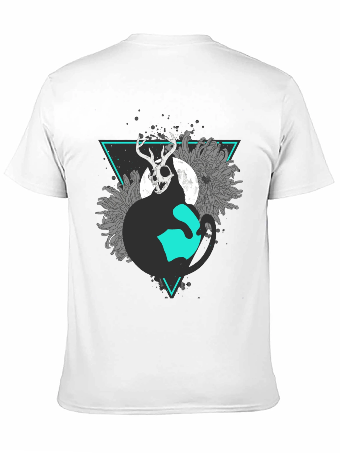 Black Mystic Cat Skull Graphic Tee view 11