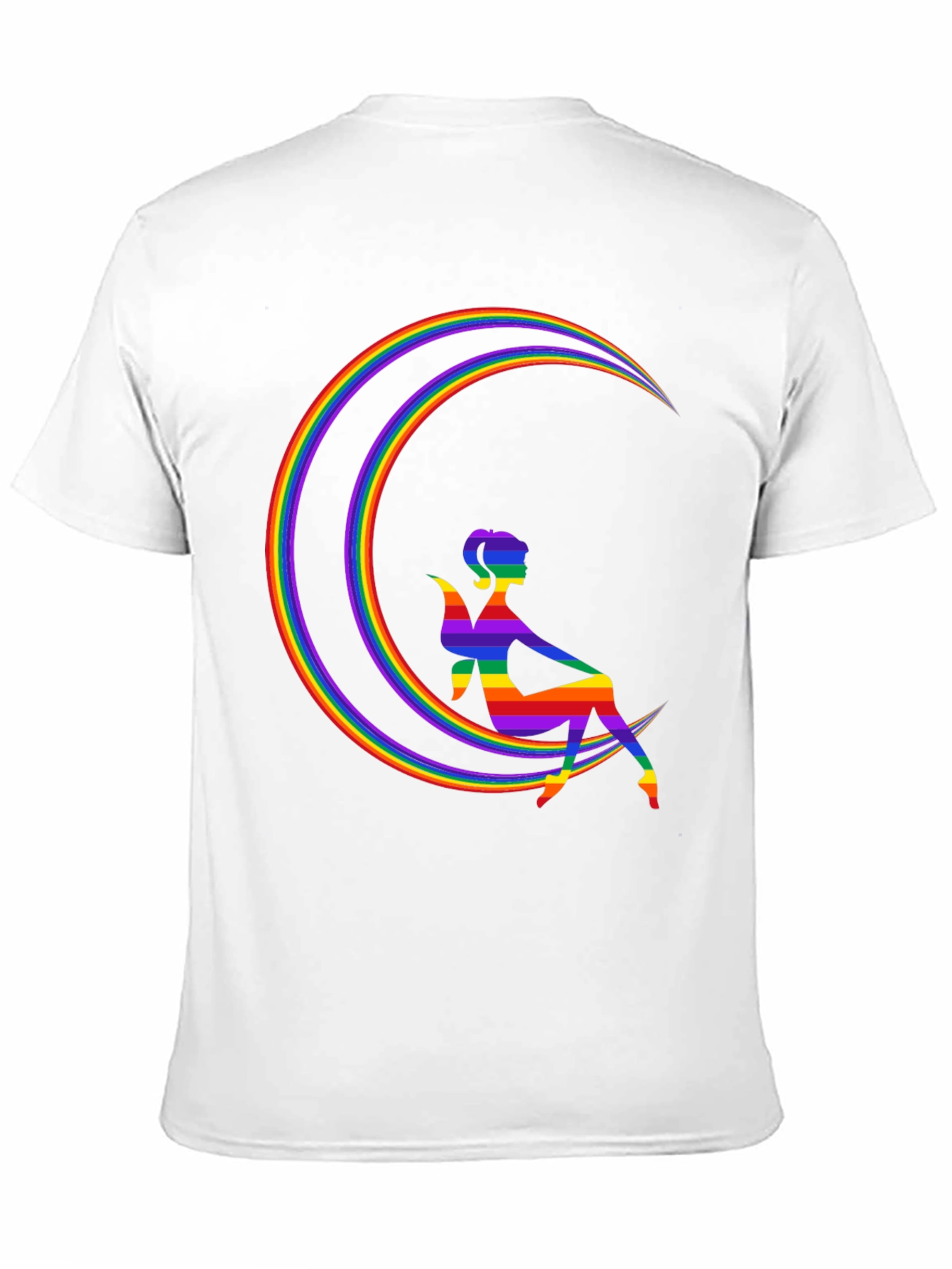 Black Rainbow Moon Fairy Graphic Tee - Black Cotton Blend Shirt view 11