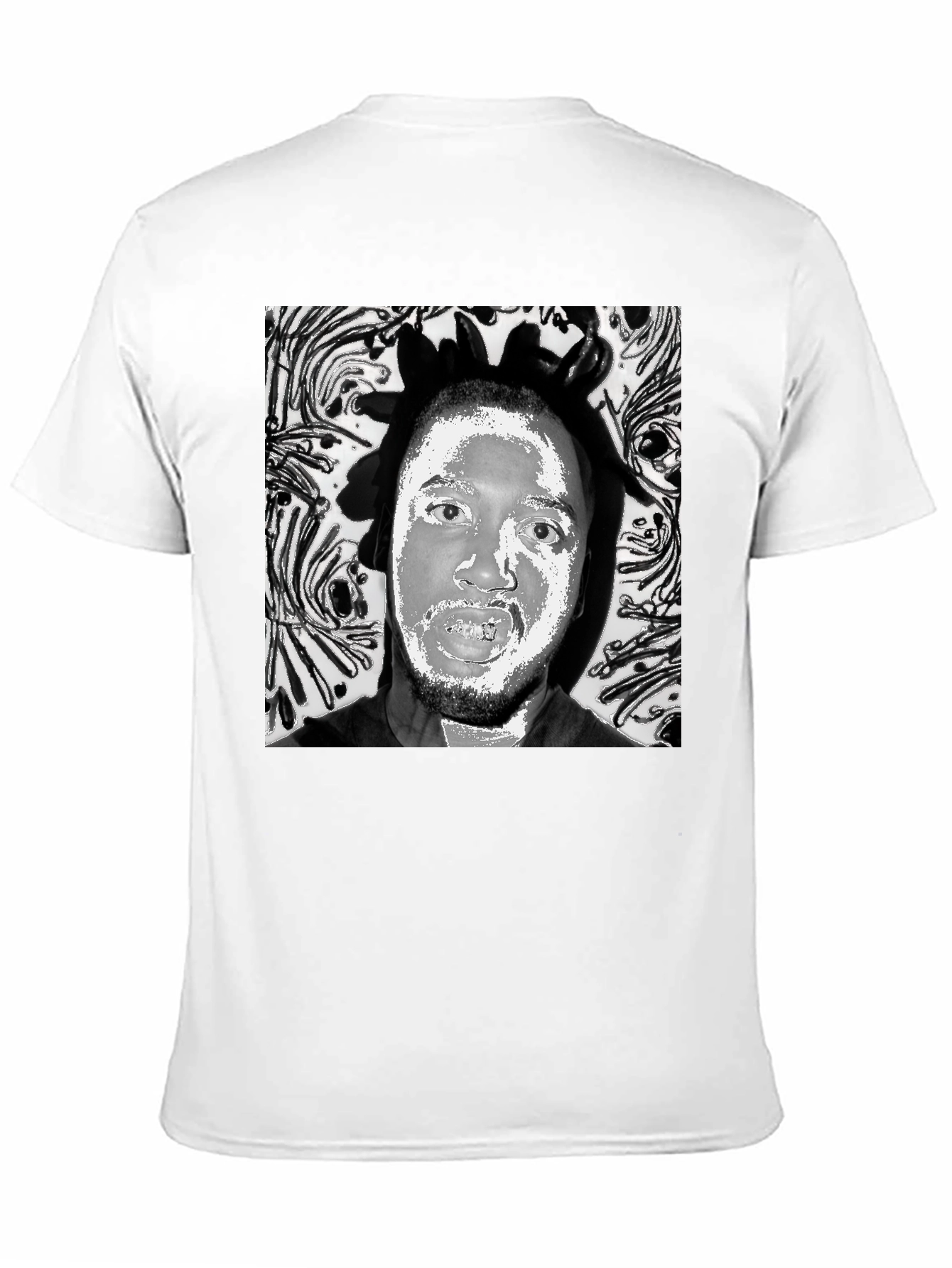 Black Black T-Shirt with Artistic Face Graphic view 11