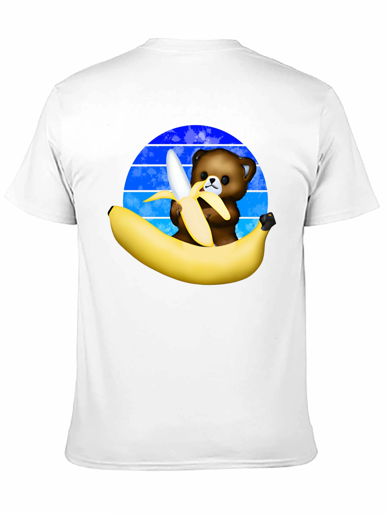 Black Funny Bear Eating Banana Graphic T-Shirt view 11
