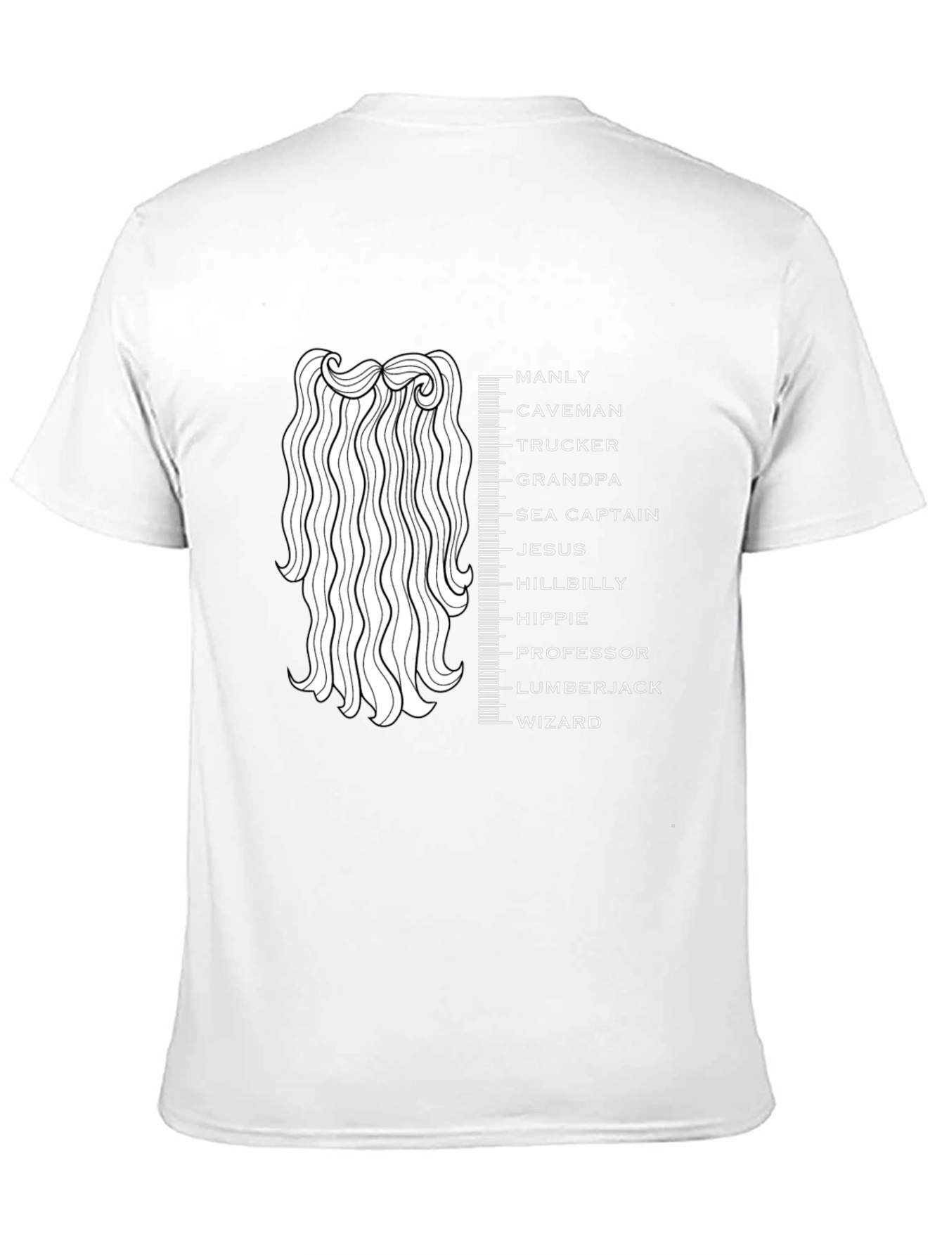 Black Funny Beard Length Scale Men's Graphic T-Shirt view 11