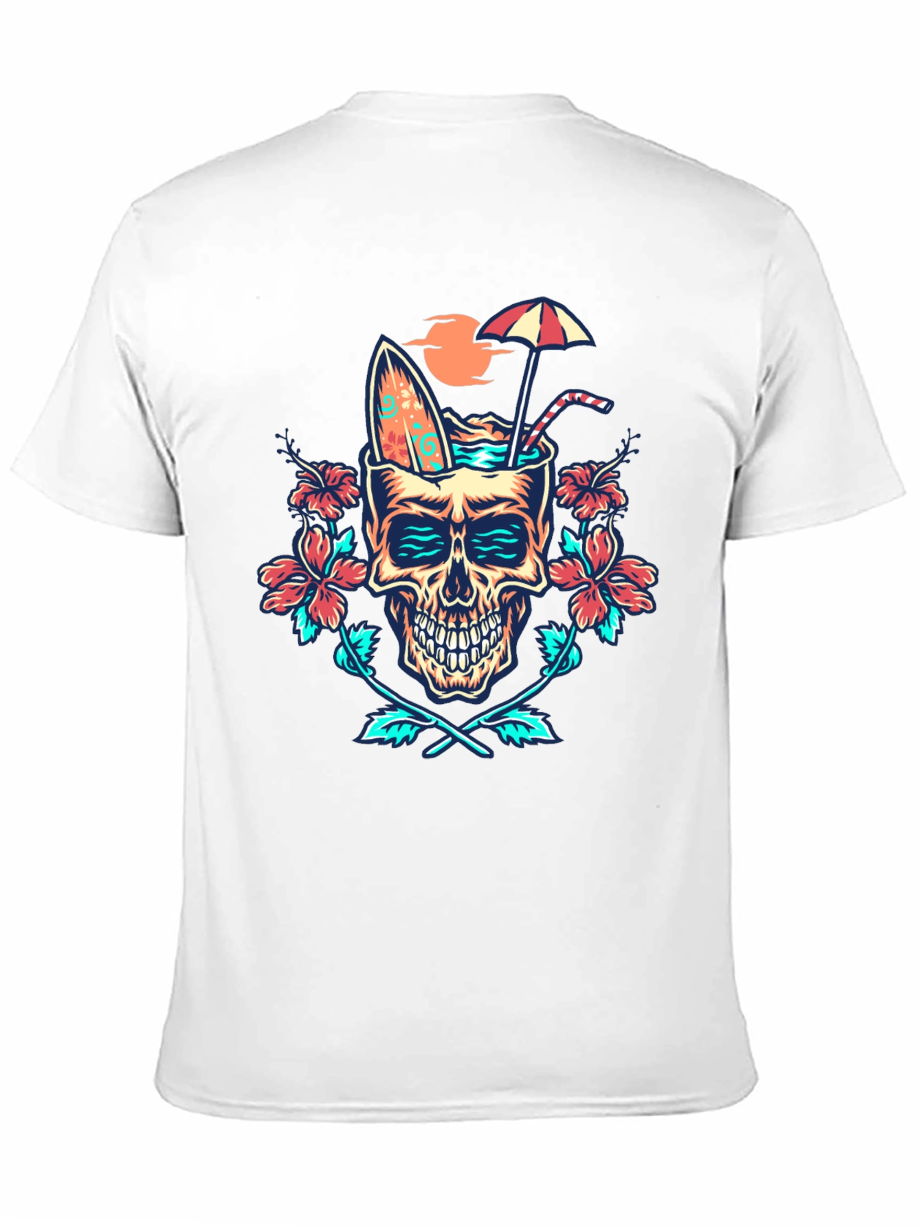 Black Tropical Skull Graphic T-Shirt - Beach Vibes! view 11
