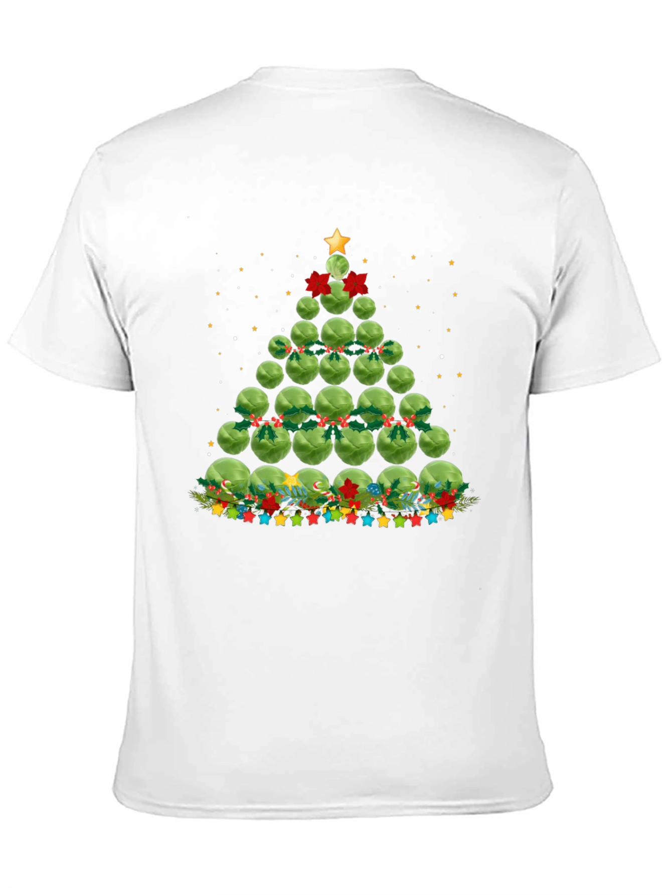 Black Brussels Sprouts Christmas Tree Holiday T-Shirt view 11