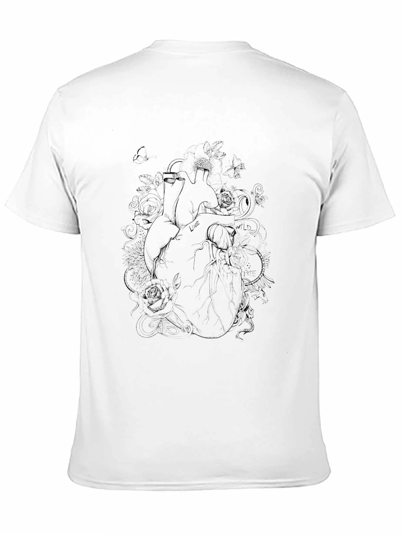 Black Anatomical Heart Rose T-Shirt - Black Cotton Blend Tee view 11